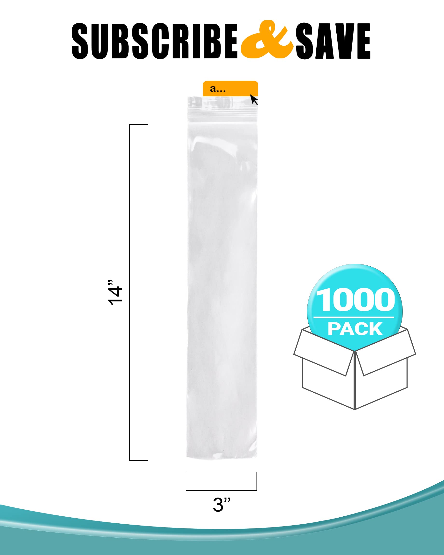 APQ 1000 Pack 3x14 Inch Clear Reclosable Zipper Bags - 2 Mil Thick Waterproof Plastic Storage Bags with Secure Zipper Closure for Jewelry, Crafts, Industrial Use & Organizing Small Items