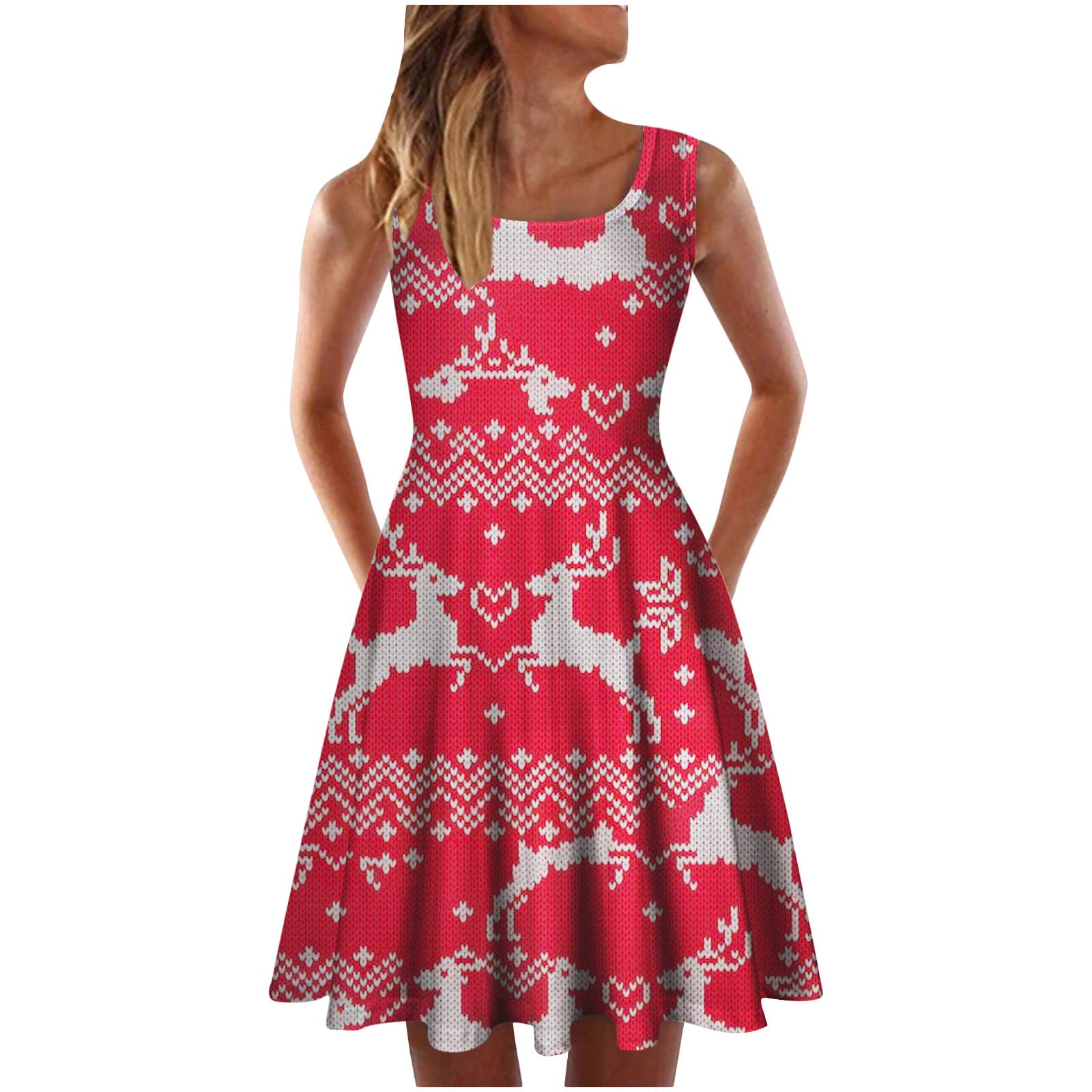 Trendy Women's Summer Sleeveless Dress - Comfortable Loose Fit O-Neck Printed Sundress for Casual Wear, Beach Vacation & Mother's Day Gift 2022 | Perfect for Outdoor Parties, Date Nights & Summer Holidays