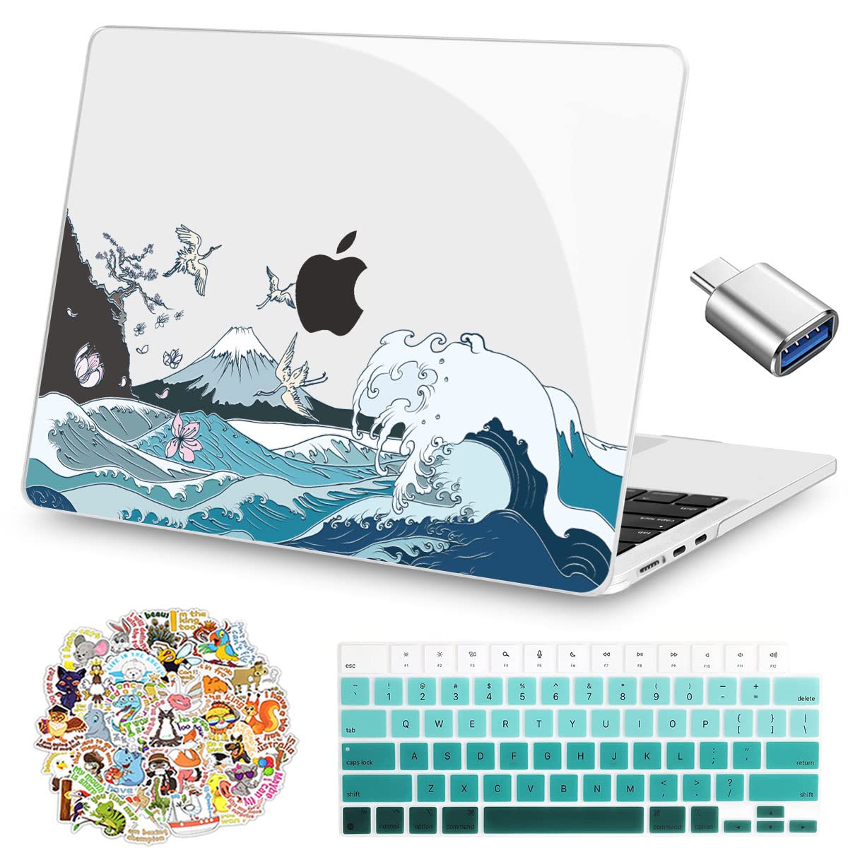 Teryeefi Crystal Hard Shell Case & Keyboard Cover for 2022 M2 MacBook Air 13.6