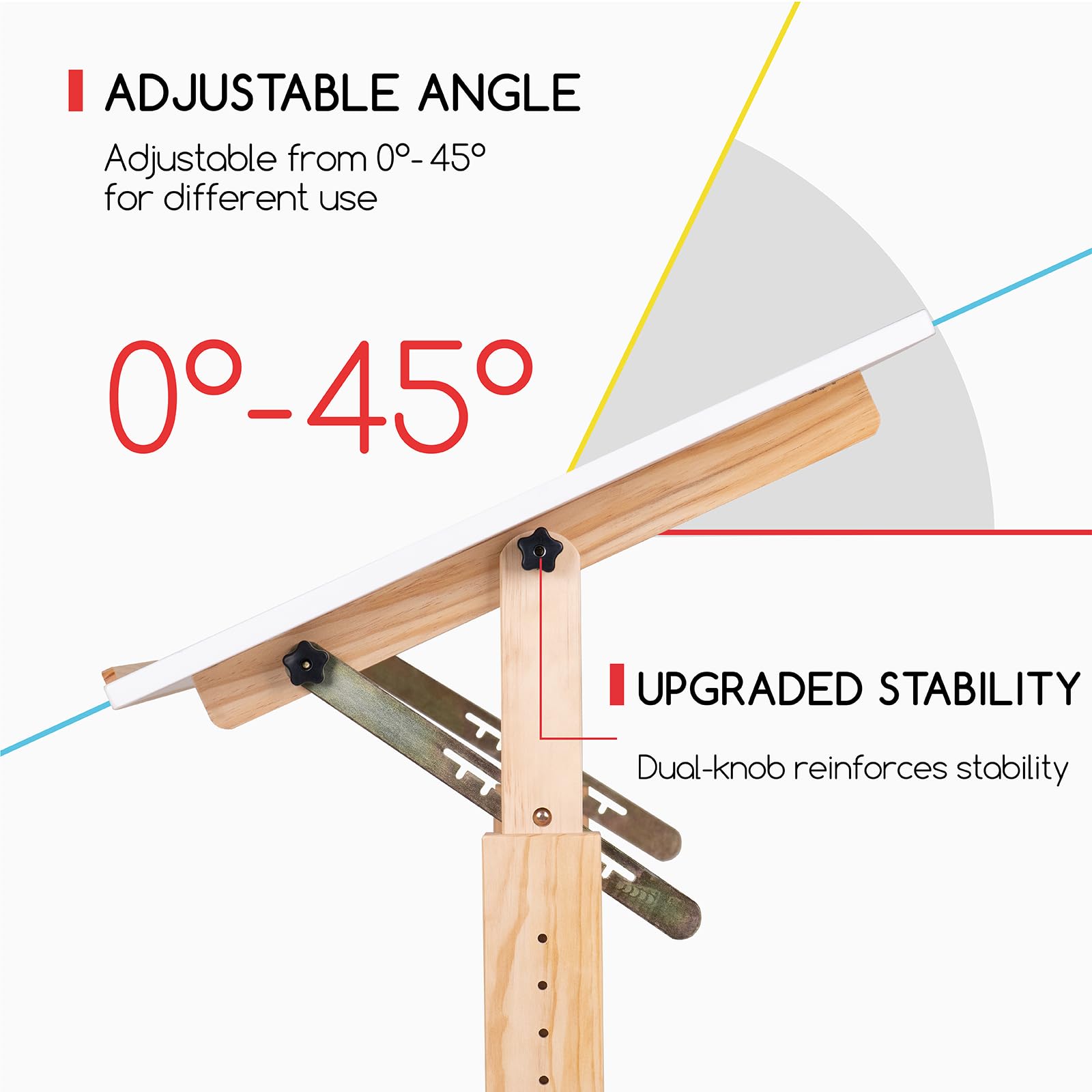 MEEDEN Adjustable Height White Board Drafting Table with Stool Set - Tiltable Drawing Desk & Wooden Artist Stool for Writing, Sketching, Painting - Perfect for Art Studio, Home Office & Classroom Use