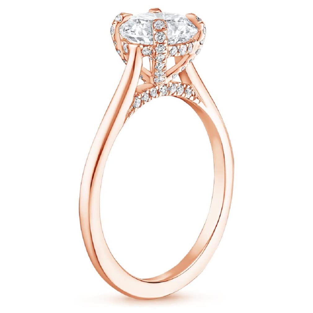 10K Solid Rose Gold Handmade Engagement Ring - 1.0 CT Round Cut Moissanite Diamond Solitaire Wedding Band Set for Women - Perfect for Proposals, Anniversaries & Bridal Jewelry Gifts