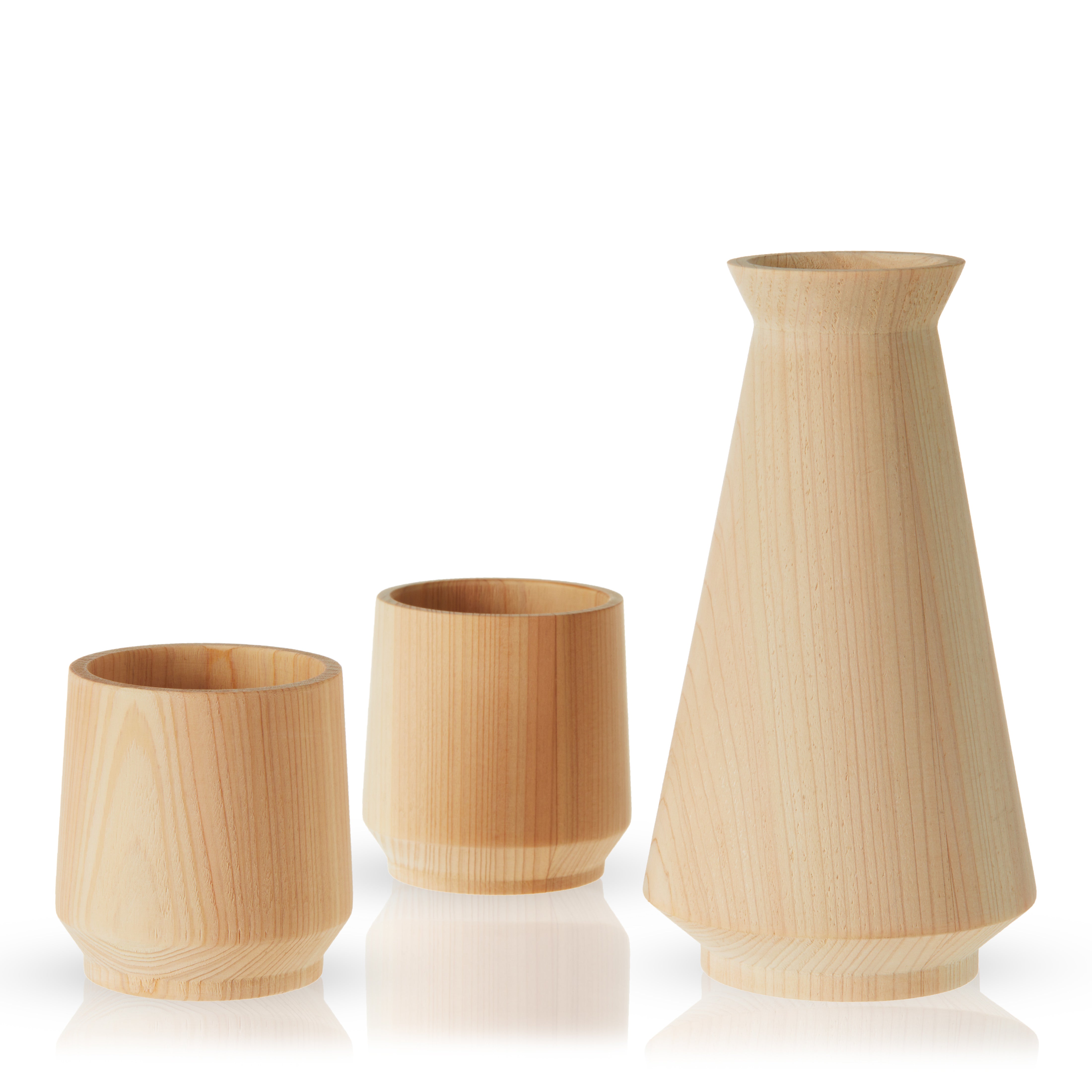 Premium Japanese Hinoki Cypress Wood Sake Set - Traditional Handcrafted Sake Cups & Carafe - Perfect for Japanese Dining, Gift Giving & Home Bar Decor