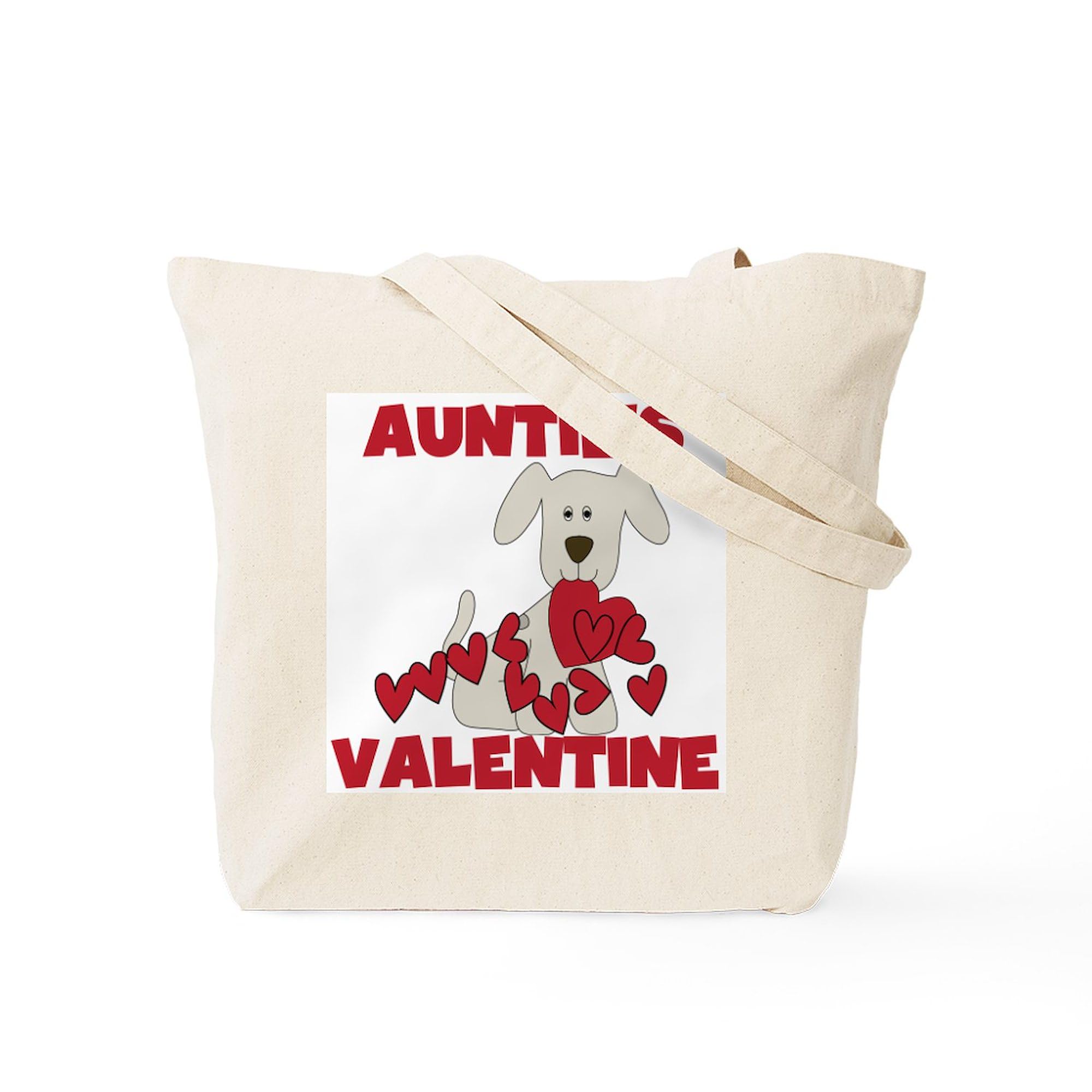 Dog Auntie's Valentine Tote Bag - Natural Canvas Reusable Shopping Bag for Women | Perfect for Groceries, Beach Trips & Valentine's Day Gifts