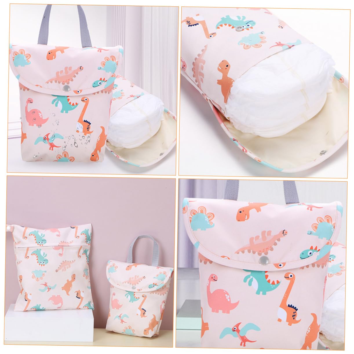 Totority Waterproof Diaper Bag for Moms - Reusable Wet Clothes & Washable Diaper Organizer - Polyester Travel Baby Essentials for Outdoor, Park & Shopping Trips