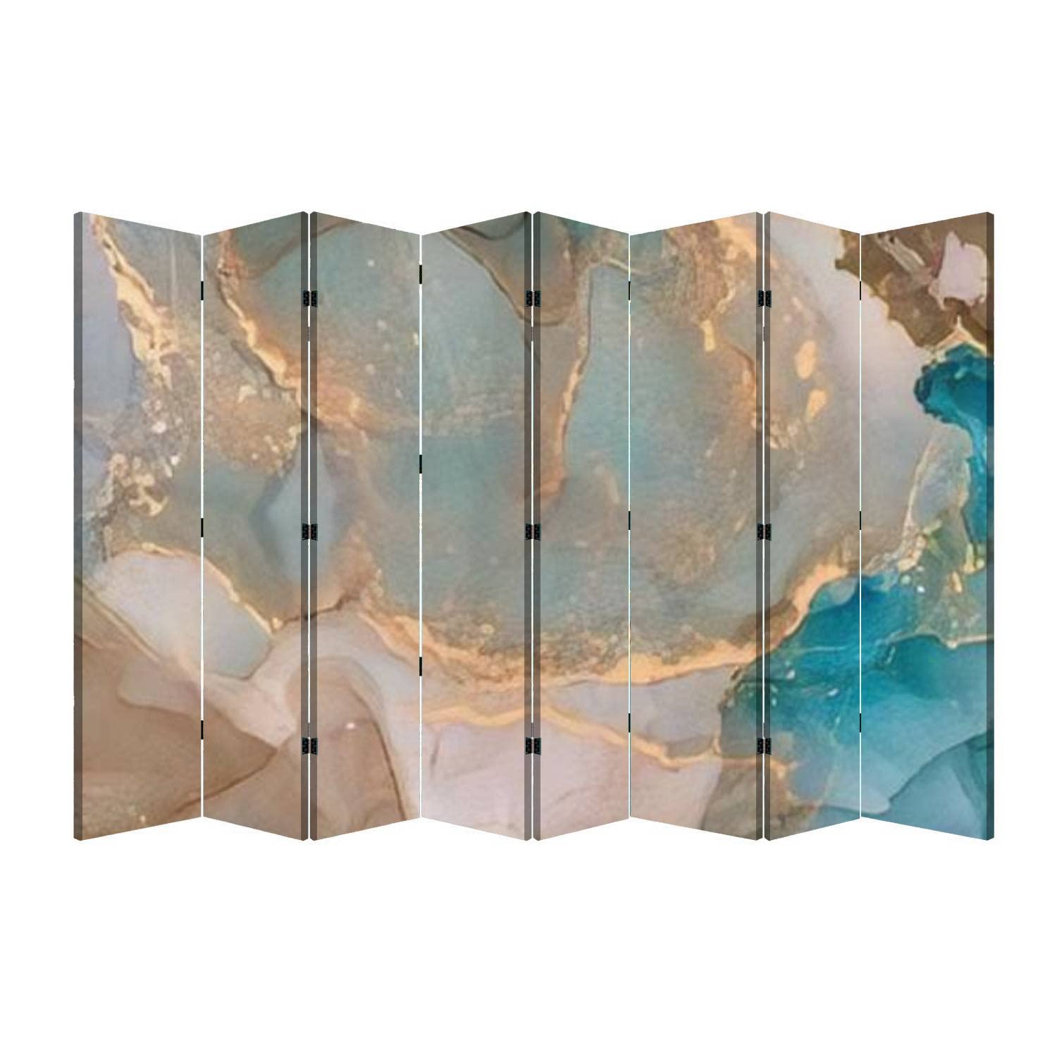 8-Panel Folding Room Divider Screen - Translucent Hues with Swirl & Foamy Spray Patterns - Freestanding Privacy Partition for Home, Office, Bedroom | Portable Space Separator for Living Rooms, Studios & Events