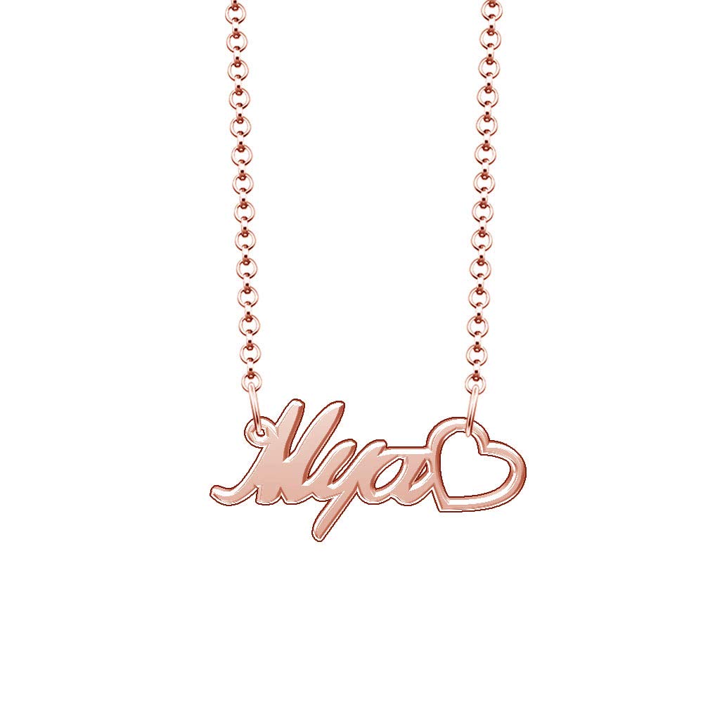 Personalized Rose Gold Plated Heart Pendant Necklace with Custom Name - Perfect Gift for Anniversary, Valentine's Day & Mother's Day Jewelry