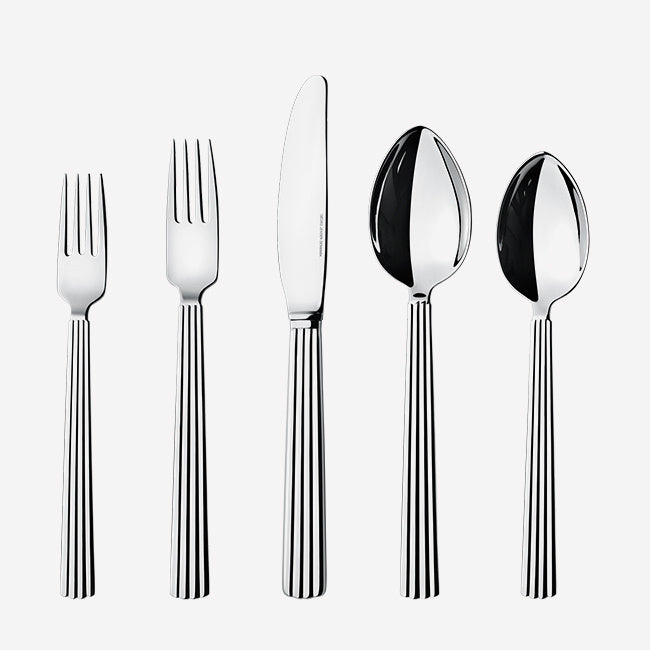 Georg Jensen Bernadotte 5-Piece Stainless Steel Cutlery Set - Elegant Flatware for Fine Dining & Special Occasions