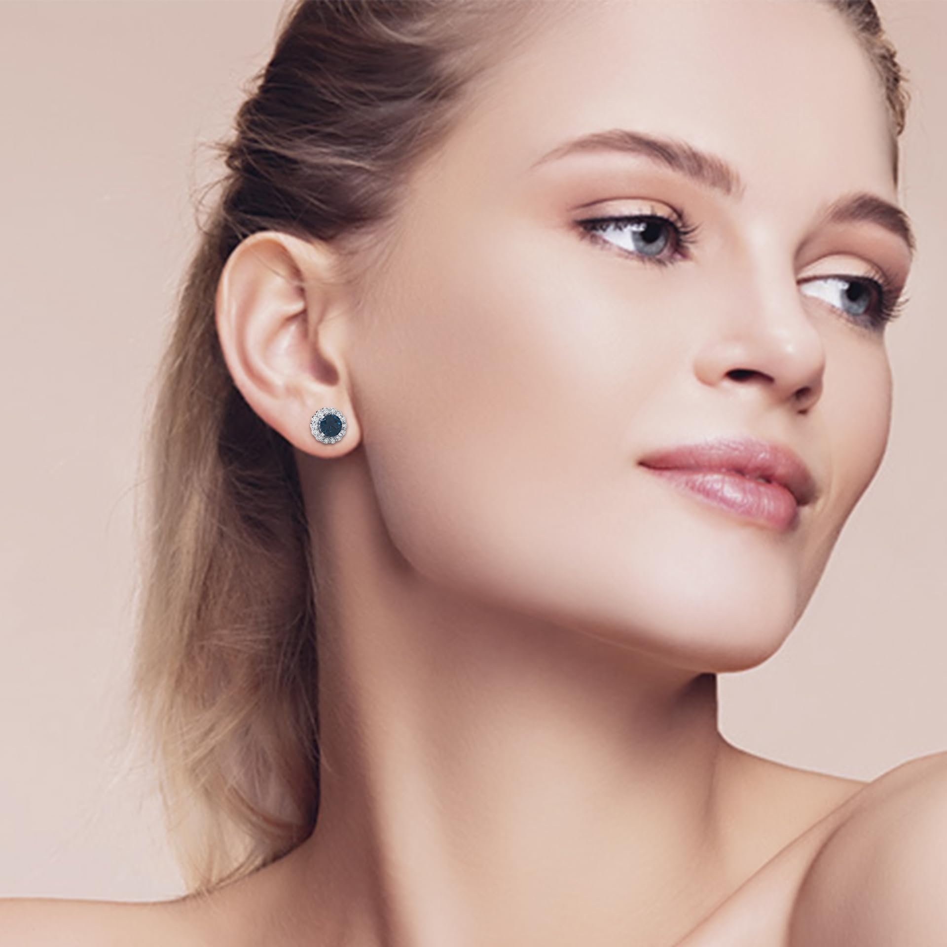 0.20 Cttw Natural Diamond Round Cut Halo Stud Push Back Earrings for Women in 925 Sterling Silver | Hypoallergenic Fine Jewelry with Gift Box | Perfect Valentine's Day, Anniversary & Birthday Gift for Her | Elegant Everyday Wear & Special Occasion Jewelry