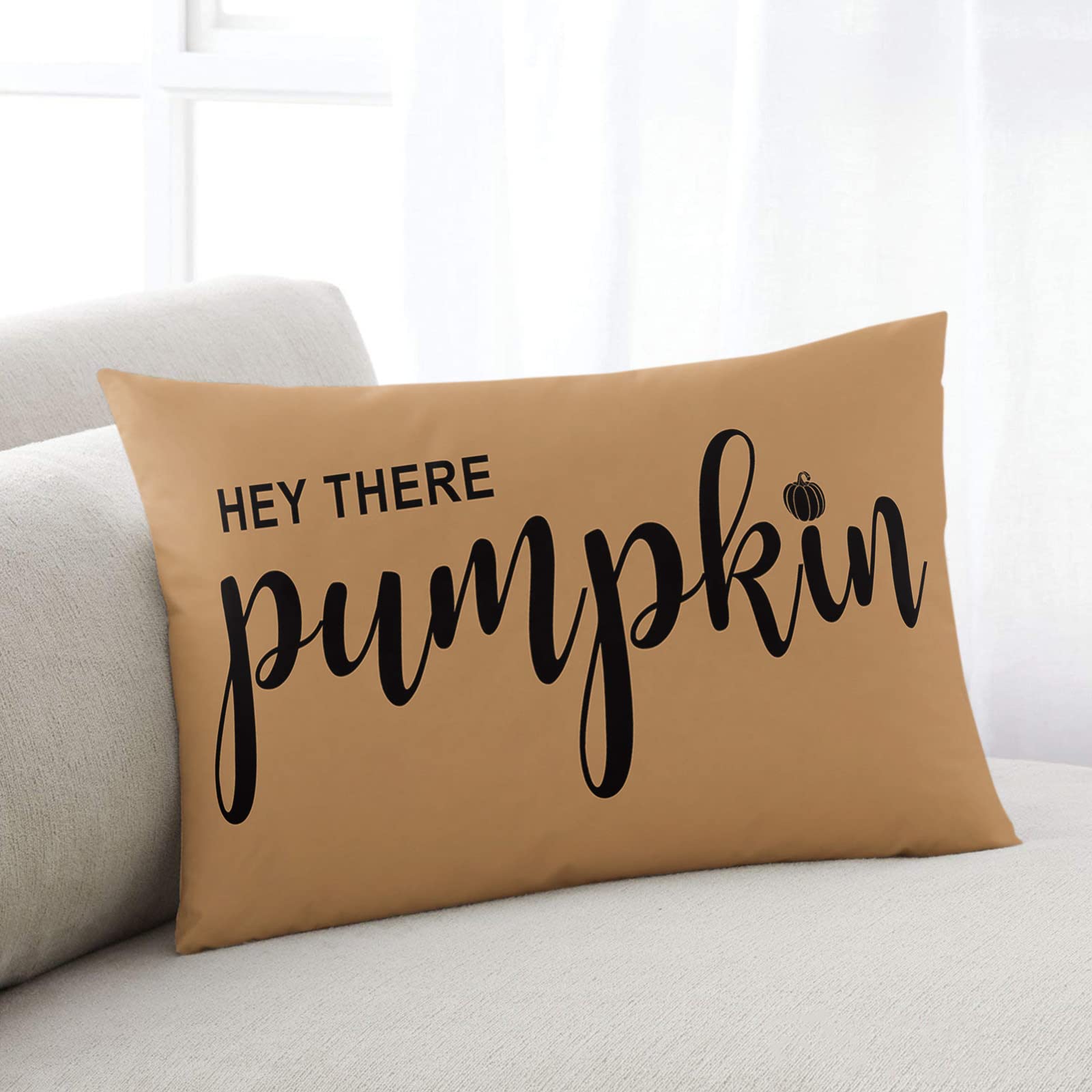Thanksgiving Pillow Covers 24x36 Inch - Farmhouse Linen Long Throw Pillow Case, Hey There Pumpkin Fall Decor, Brown Holiday Cushion Cover for Living Room, Bedroom - Perfect for Autumn Decor & Cozy Home Styling