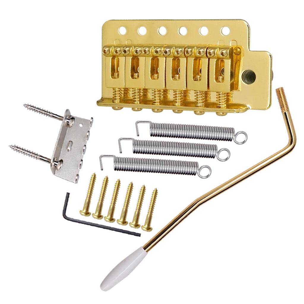 YIJU 6-String Electric Guitar Tremolo Bridge Set for ST Style Guitars - Gold Finish | Perfect for Guitar Upgrades, Repairs & Professional Performances