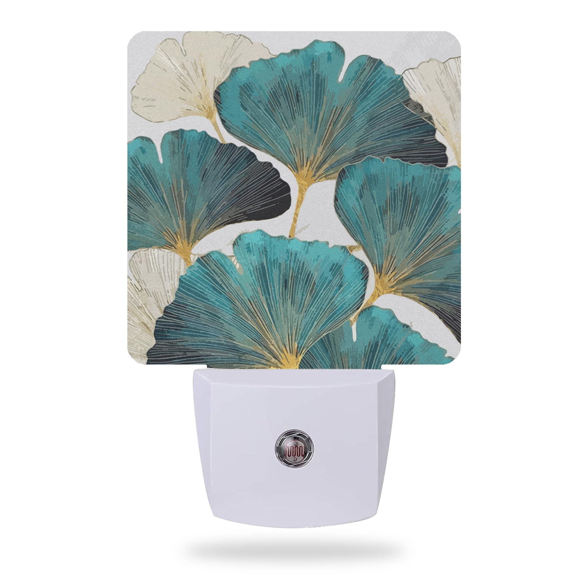 Green Ginkgo Leaves Night Light - LED Plug-in Wall Nightlight for Kids Bedroom, 0.5W Sleep-Friendly Decorative Lamp | Perfect for Nursery, Children's Room & Hallway Safety Lighting