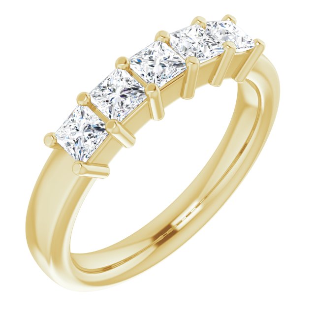 0.90 Carat Princess Cut Diamond Wedding Band for Women - Elegant Shared Prong Setting, Perfect for Engagement, Anniversary & Bridal Jewelry Gifts