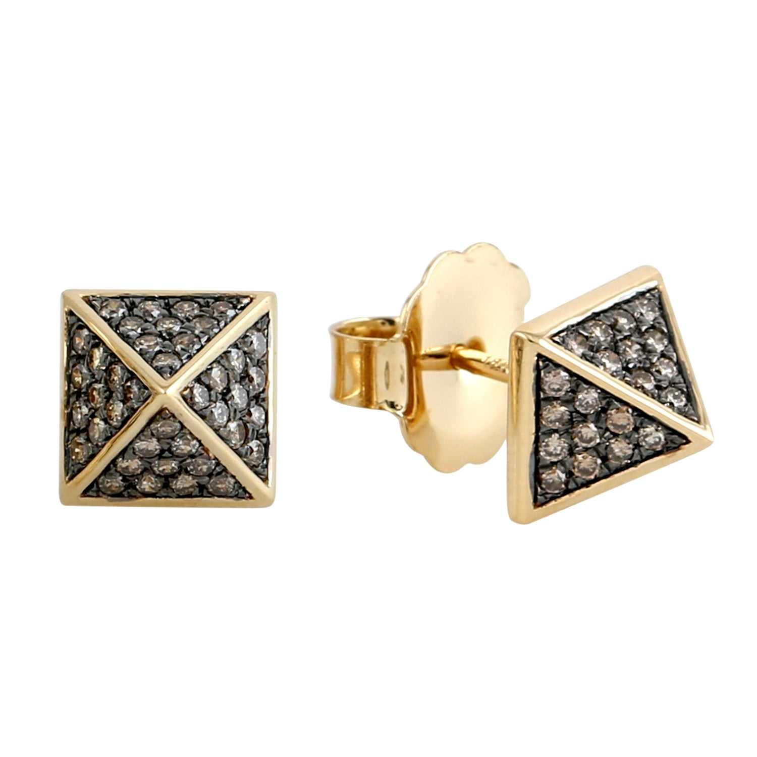 18K Yellow Gold Pave Natural Diamond Spike Stud Earrings for Women - Elegant Gift for Anniversary, Birthday & Special Occasions