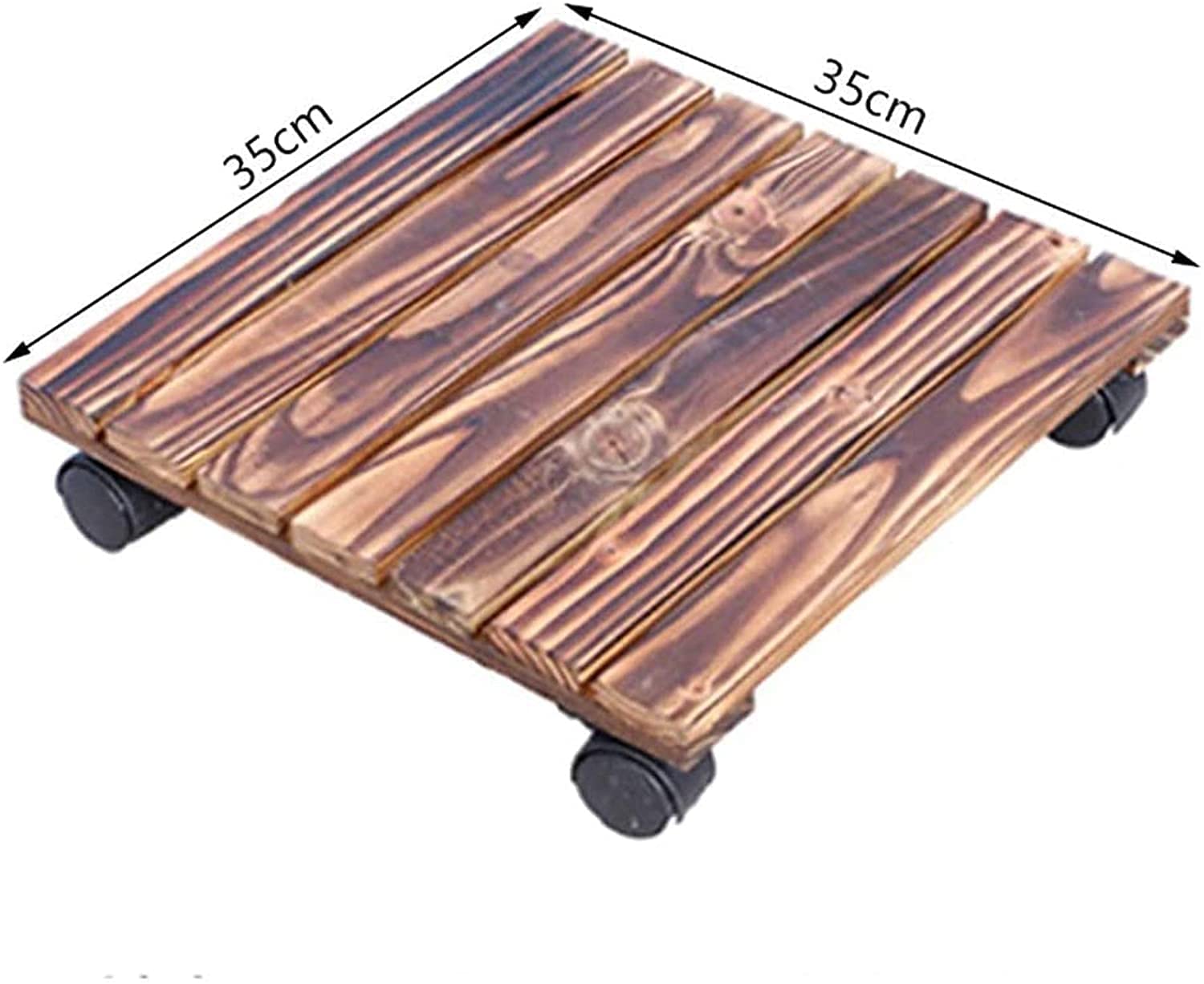 **Heavy Duty 360 Degree Rotating Plant Caddy with Wheels - 35x35cm Square Wooden Stand for Outdoor Flower Pots, Planters & Garden Decor - Perfect for Patio, Deck & Indoor Plant Mobility**