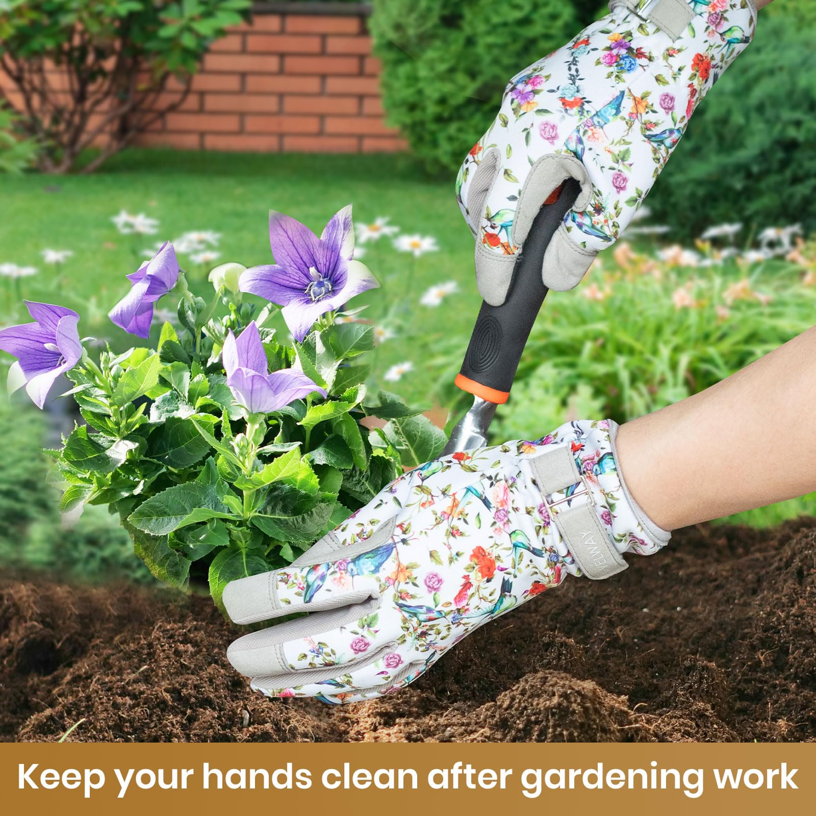 Velway Women's Gardening Gloves - Breathable & Flexible Work Gloves for Weeding, Planting, Pruning - Lightweight Touchscreen Protective Gloves (Beige, Medium) - Perfect for Outdoor Gardening, Landscaping & Farm Work