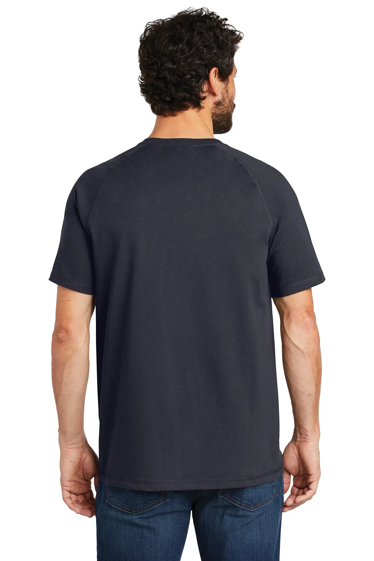 Carhartt Force Cotton Delmont Custom T-Shirts for Men - Comfortable Navy Work Shirts for Construction, Outdoor & Casual Wear