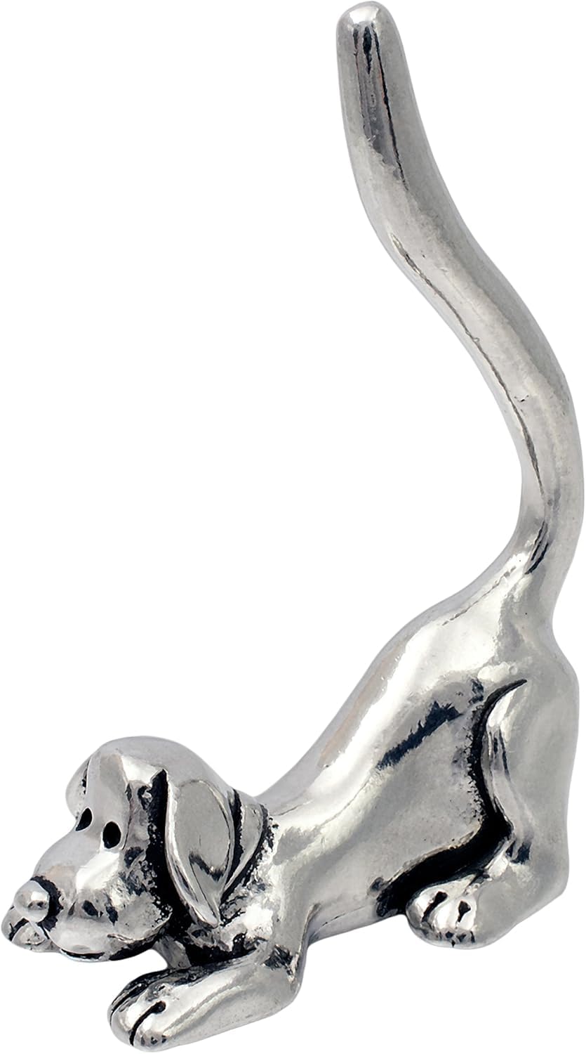 Pewter Dog Stretching Ring Holder - Yoga Pose Inspired Jewelry Organizer for Home Decor, Gift Idea & Meditation Space