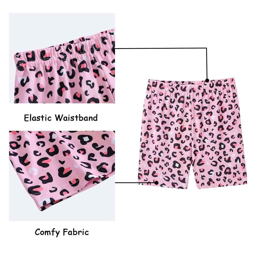 MyFav Big Girls Summer Pajama Set - Heart Print Cute Sleepwear Shorts for Women & Teens - Perfect for Sleepovers, Vacation & Cozy Nights