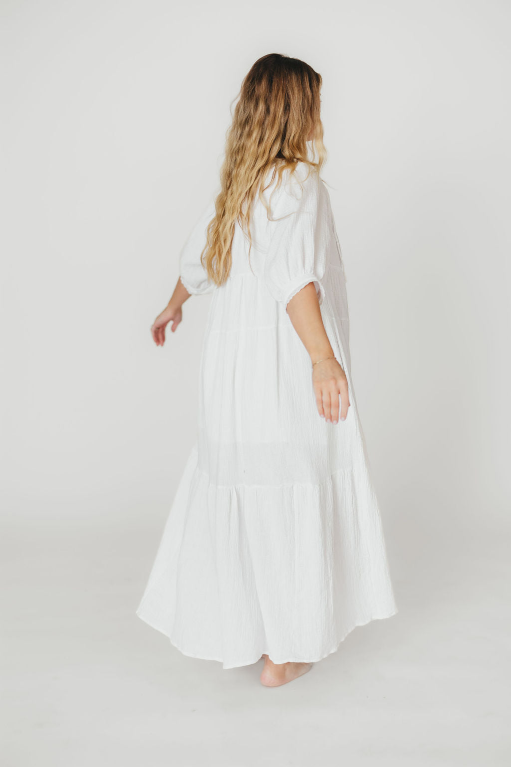Goddess 100% Cotton Babydoll Maxi Dress - White Maternity Dress for Pregnancy, Bump Friendly & Comfortable - Perfect for Baby Showers, Maternity Photos & Summer Outfits
