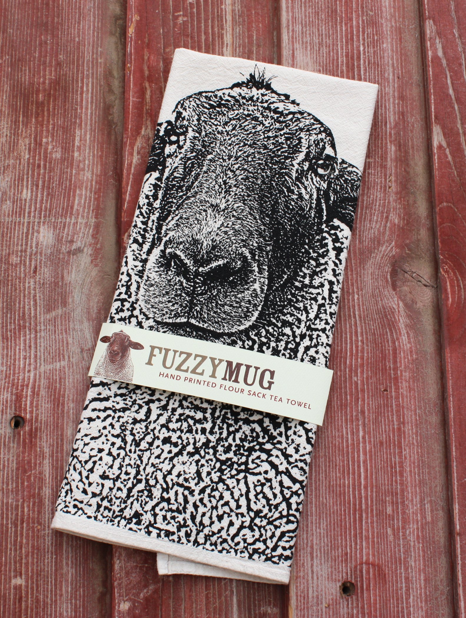 Hand-Printed Sheep Tea Towel - 100% Cotton Flour Sack Dish Towel for Kitchen & Farmhouse Decor - Perfect for Drying Dishes, Gift Giving & Rustic Home Decor