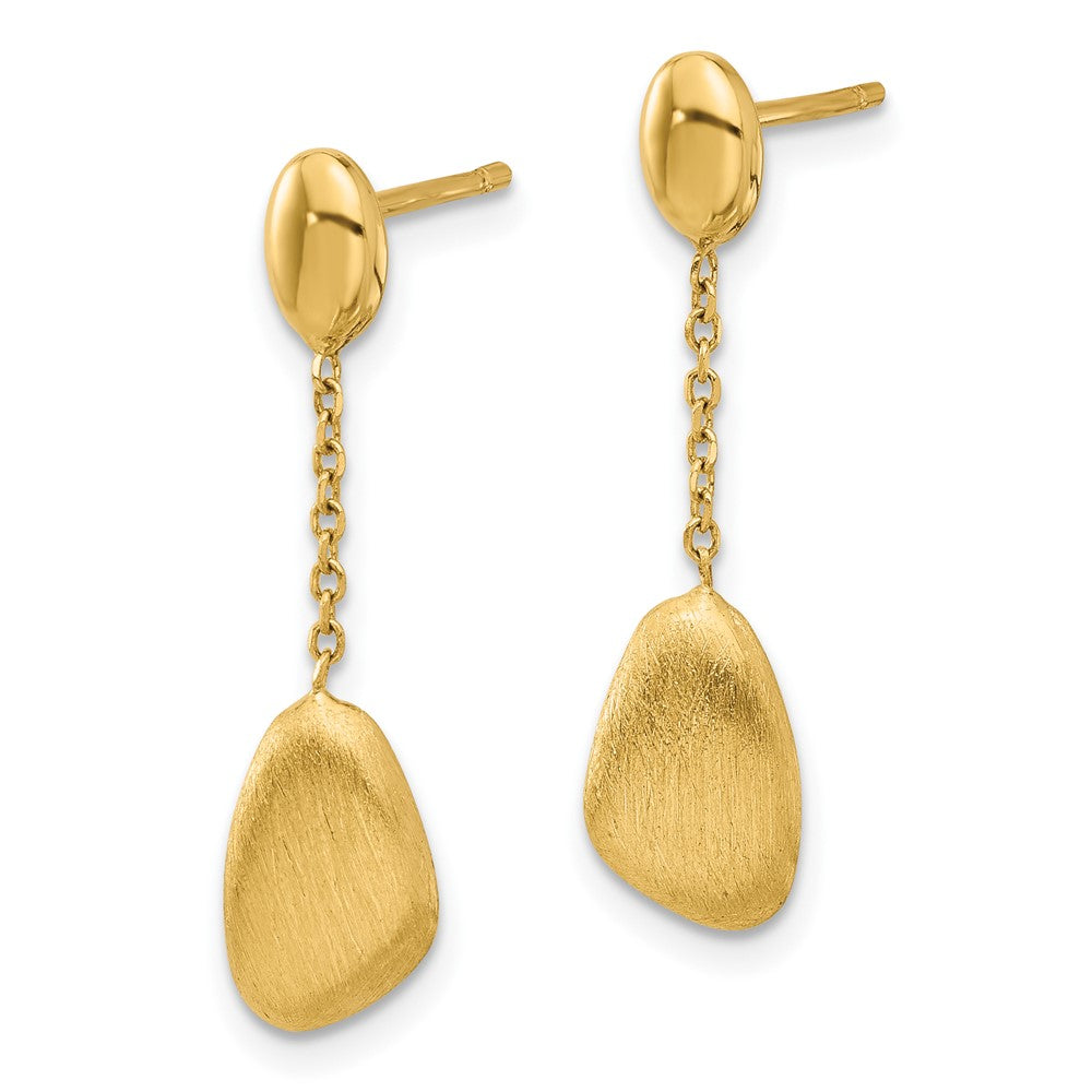 Gold Brushed and Polished Dangle Post Earrings LE2628 - Elegant Women's Fashion Jewelry for Parties, Weddings & Special Occasions