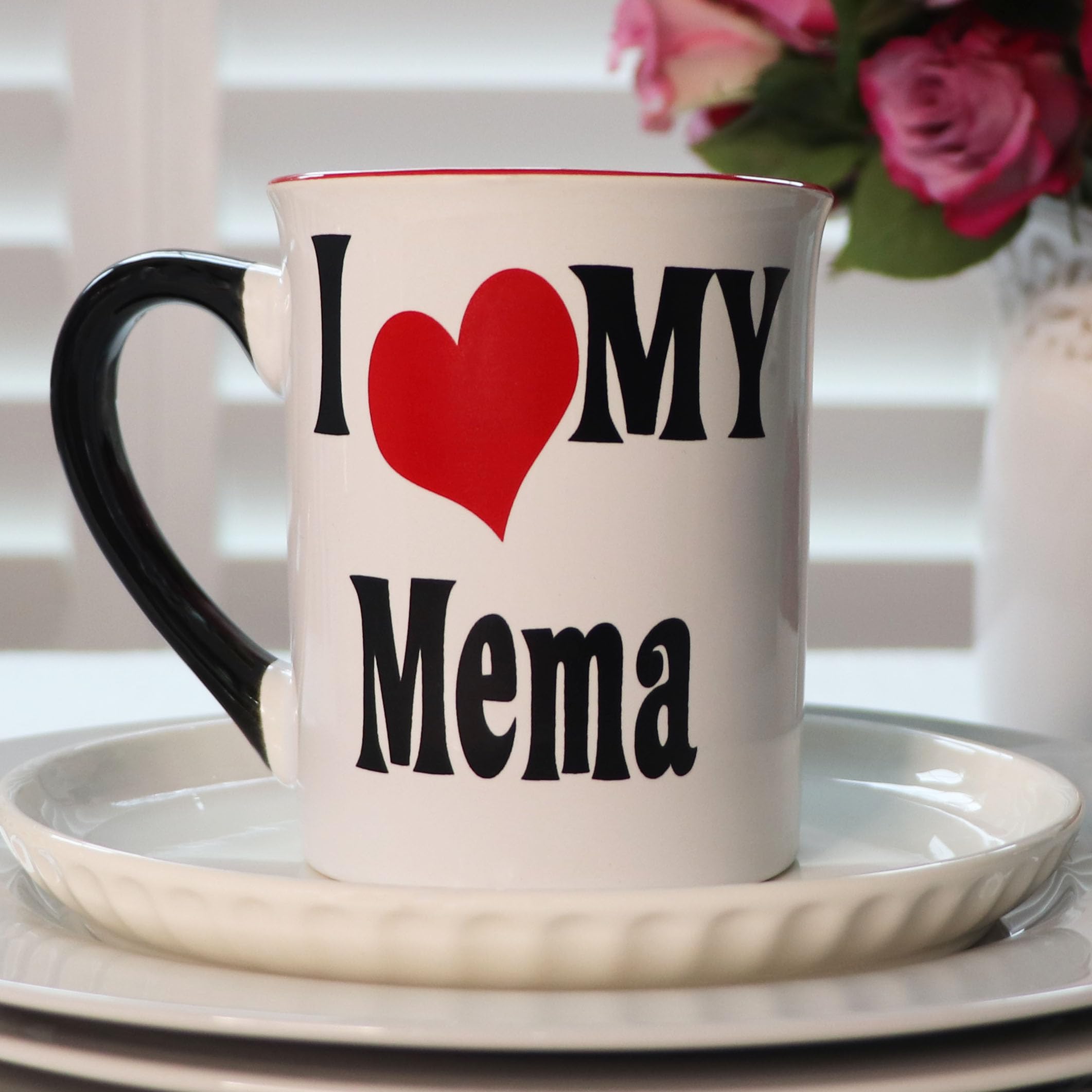 I Love My Mema Ceramic Coffee Mug - 16 oz Black & White Grandma Gift Mug with Box, Perfect Tea Cup for Nana, Cute Grandparent Gifts for Baby Showers, Birthdays & Mother's Day | Ideal for Coffee, Tea & Hot Chocolate at Home