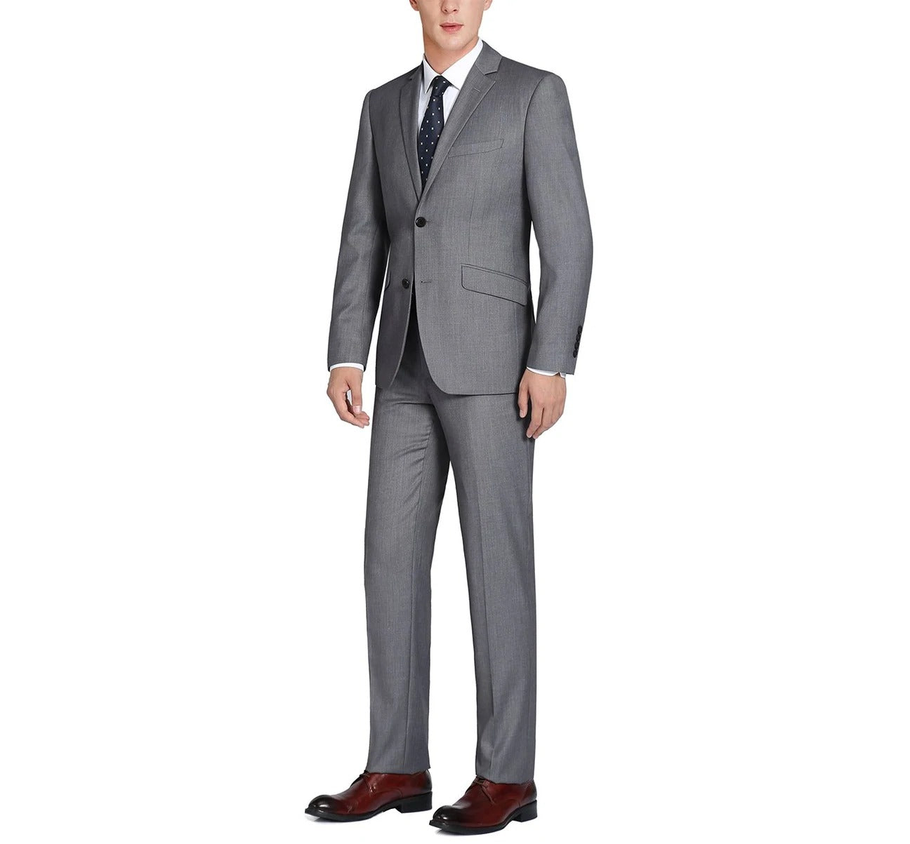 Alessandro Vitello by Renoir Dark Grey 2-Piece Slim Fit Notch Lapel Wool Suit for Men - Perfect for Business Meetings, Weddings & Formal Events