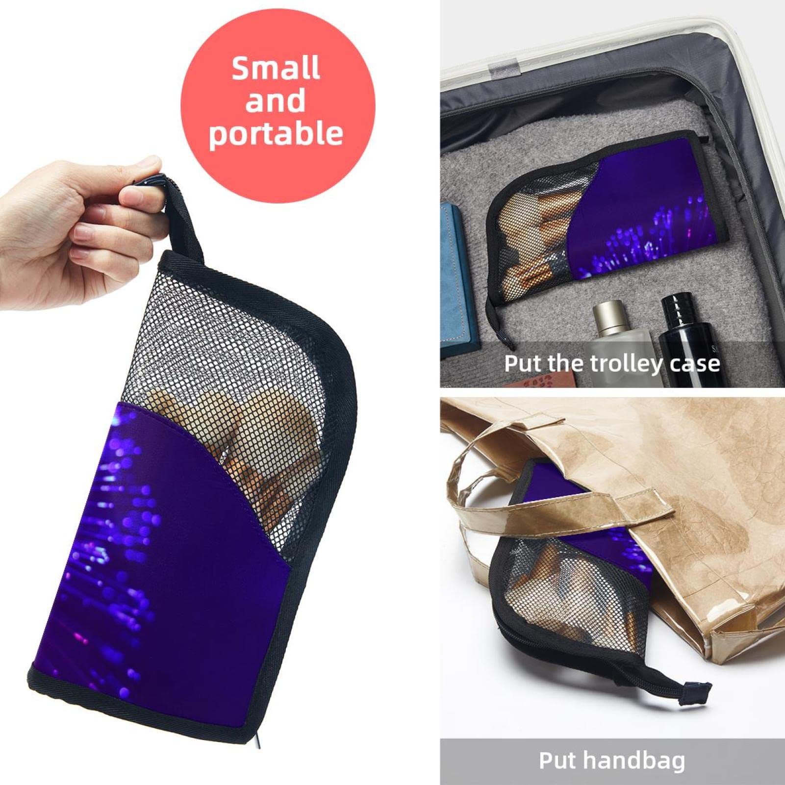 12-Piece Makeup Brush Organizer Bag with Purple Light Lines - Portable Travel Cosmetic Brush Holder Case for Professional & Home Makeup Artists