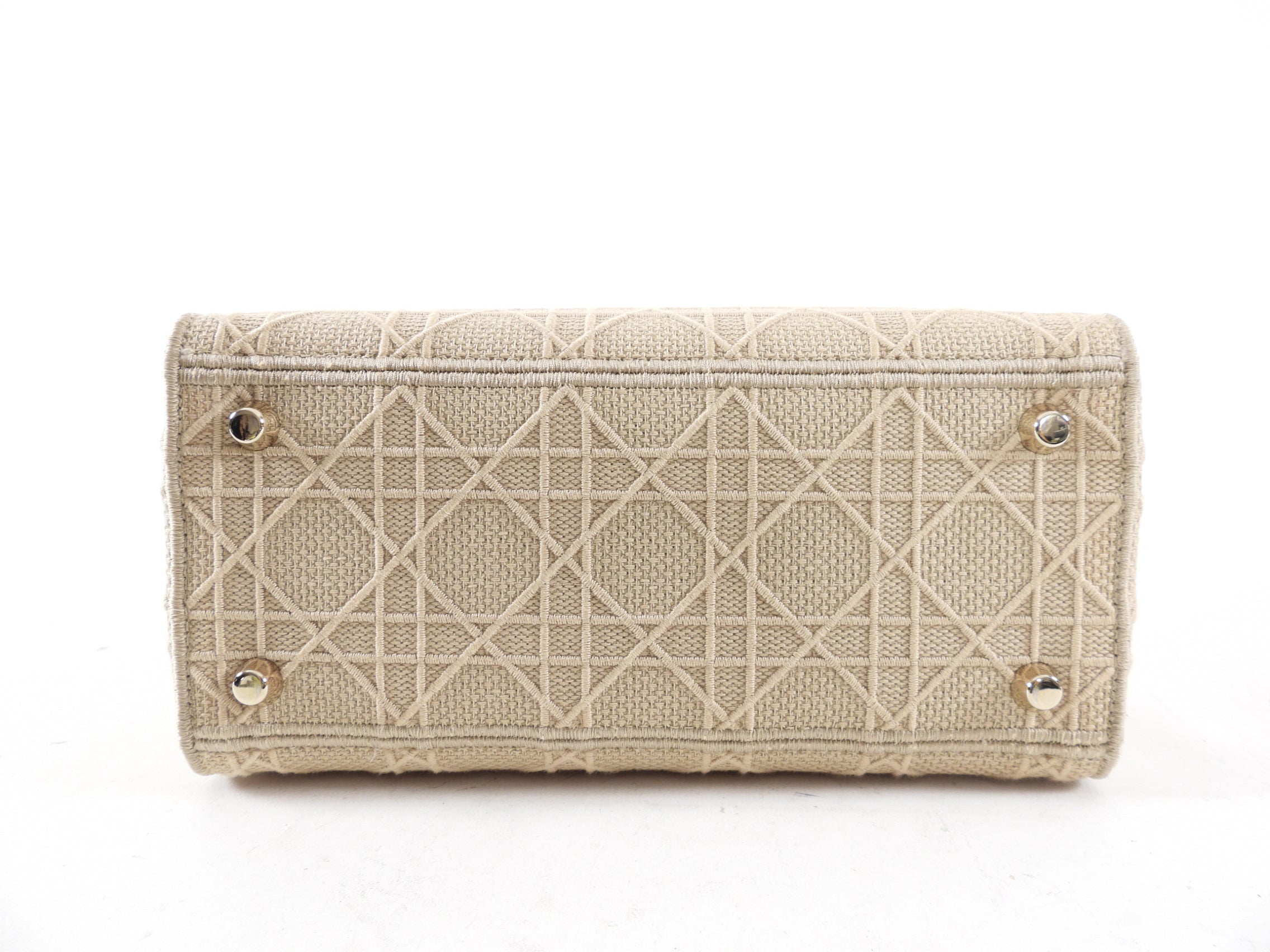 Christian Dior Lady D Lite Medium Beige Canvas Embroidered Shoulder Bag - Luxury Designer Handbag for Women, Perfect for Work, Travel & Special Occasions
