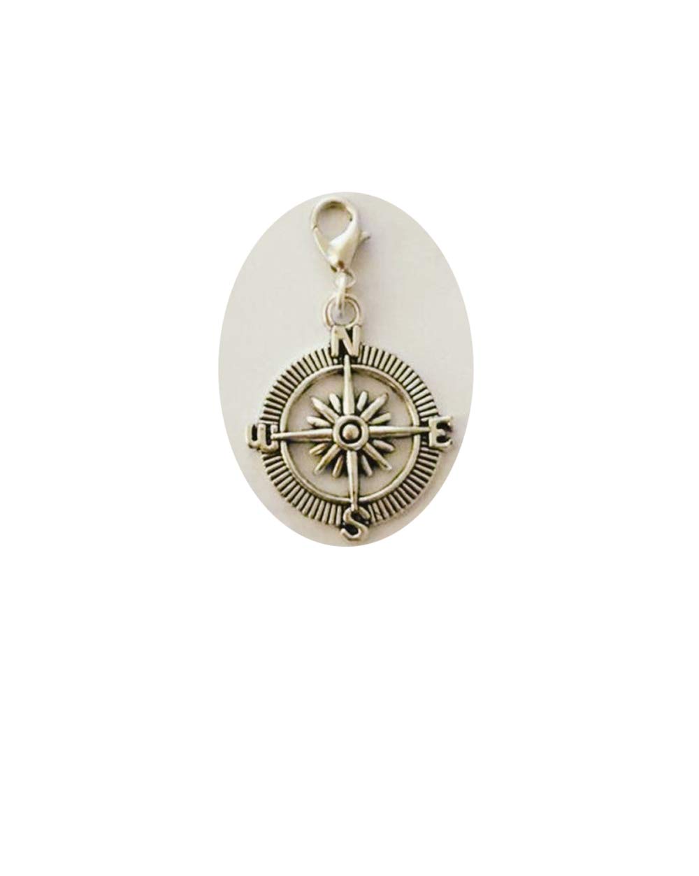 Compass Charm for Bracelets & Travelers Notebook - Dangle Charm Accessory for Jewelry Making, Scrapbooking & Planner Decor