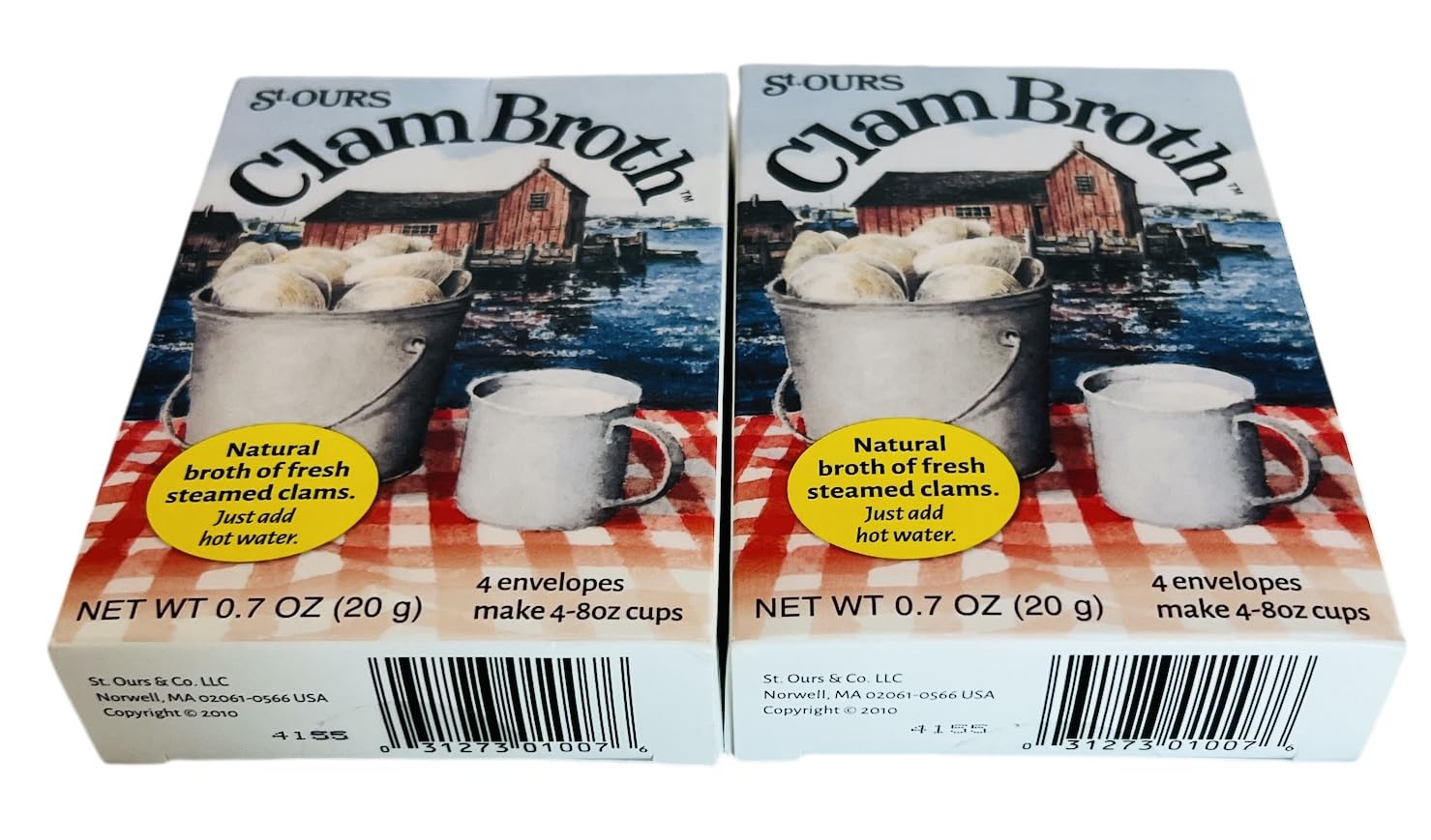 Premium St. Ours Clam Broth Chowder & Stock - 2 Boxes (4 Cups Total, 0.7 oz Each) | Rich Seafood Flavor for Soups, Stews & Cooking | Perfect for Chowders, Risottos & Seafood Dishes