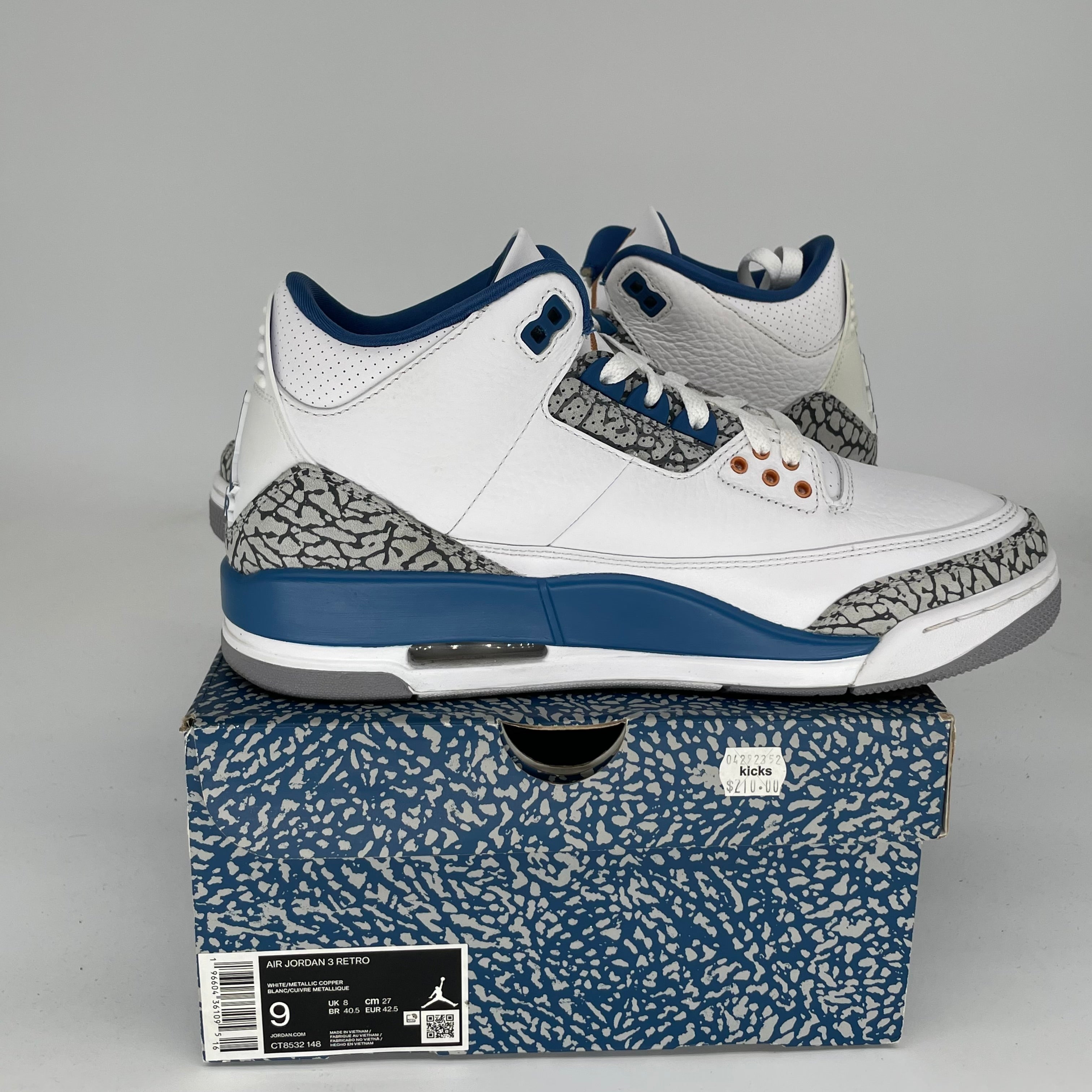 AIR JORDAN 3 Retro WIZARDS Basketball Shoes Men's Size 9 - Style Code CT8532-148 | Authentic Sneakers for Streetwear, Basketball & Casual Wear