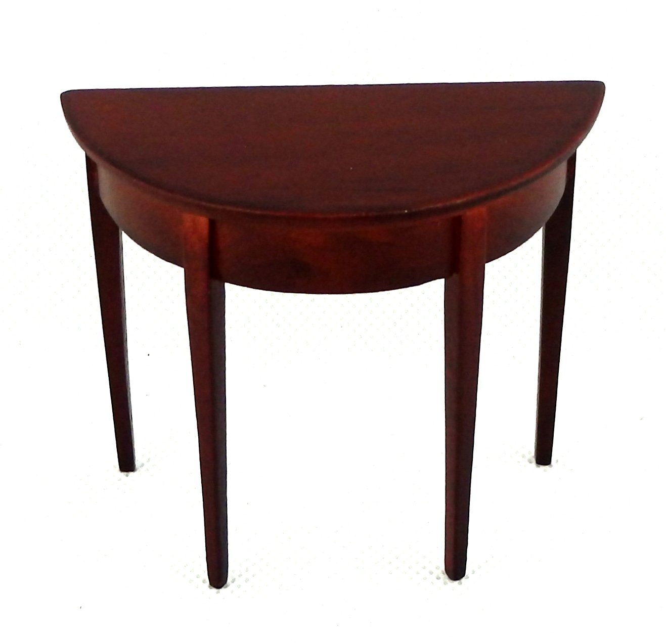 Melody Jane 1/12 Scale Miniature Mahogany Half Moon Demi Table - Dollhouse Hall Furniture for Victorian & Modern Dollhouse Scenes