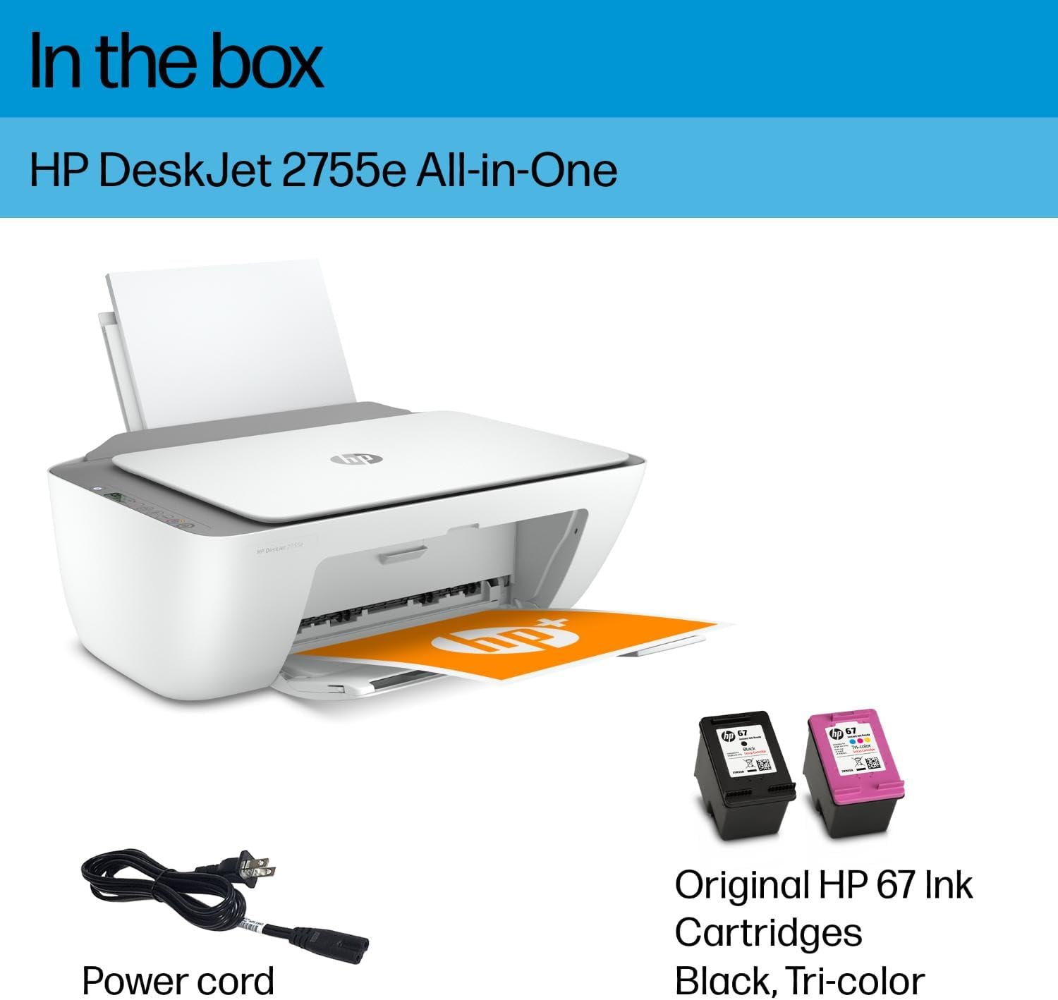 HP DeskJet 2755e Wireless All-in-One Printer with Scanner, Copier | 3 Months Free Instant Ink | Home Office & Remote Work Printing Solution