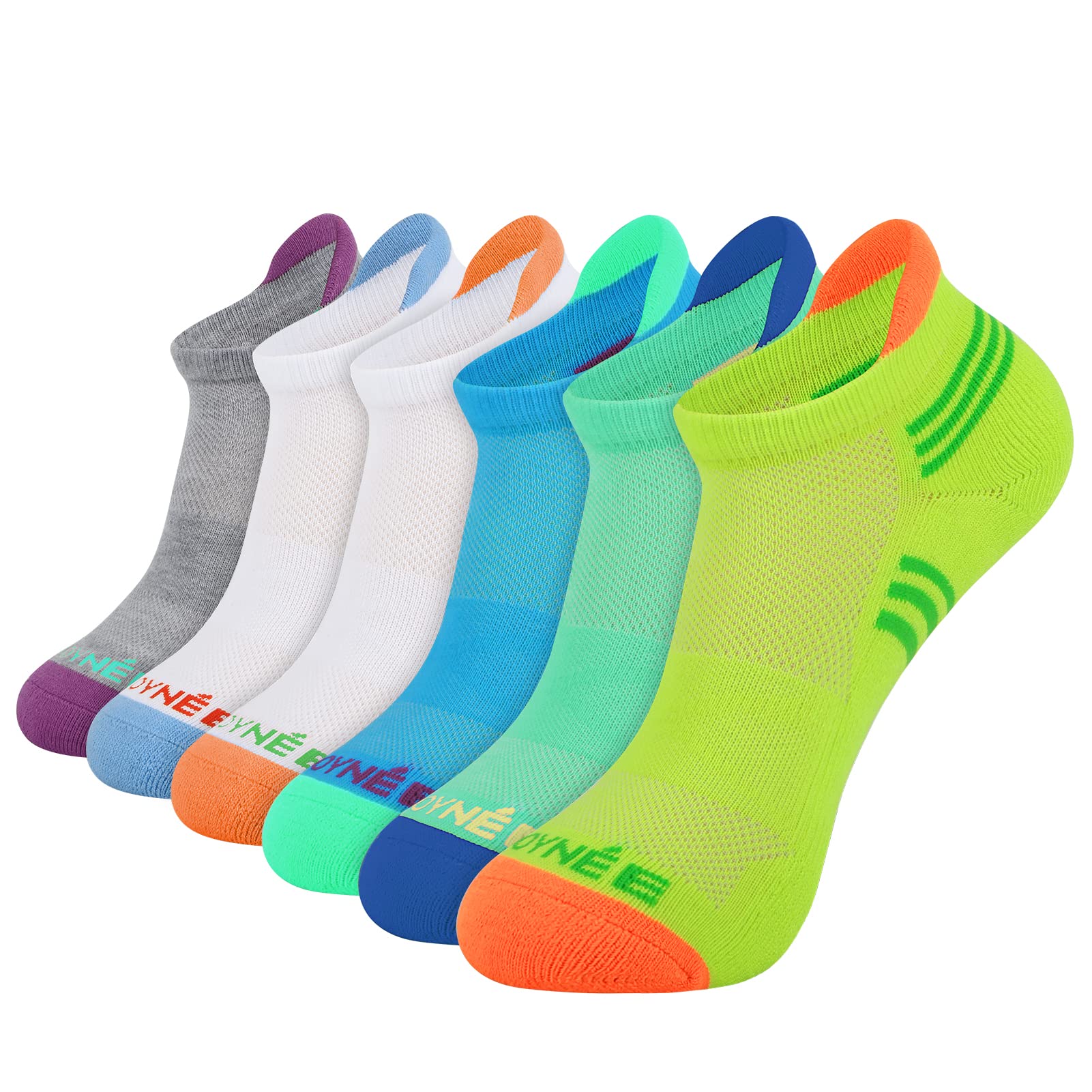 JOYNÉE Women's Ankle Cushioned Socks 6-Pack - Breathable Low Cut Athletic Socks with Heel Tab for Running, Walking, Gym & Sports | Non-Slip Comfort for Workouts & Everyday Wear
