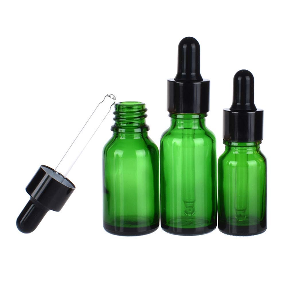 VASANA 6-Pack 15ml Green Glass Essential Oil Bottles with Glass Droppers - Refillable Aromatherapy Perfume Vials for DIY Blends, Travel, Gifts & Home Fragrance Solutions