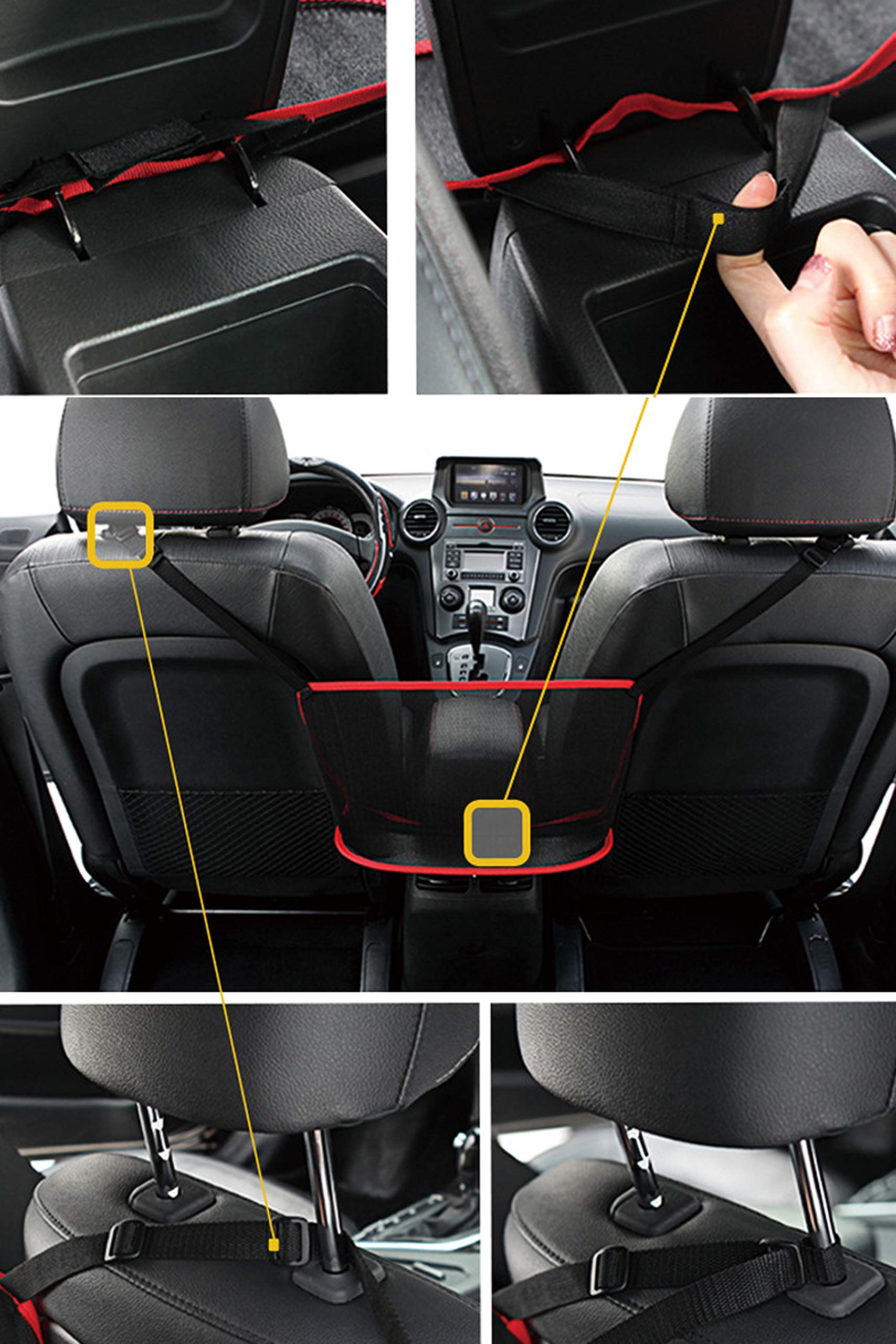 Car Seat Organizer Net - Pet & Kid Barrier, Mesh Storage for Bags & Handbags Between Seats - Durable Black Car Hanging Organizer for Drivers | Perfect for Road Trips & Family Travel