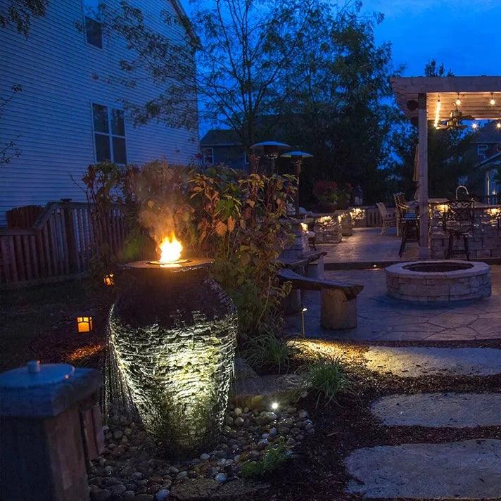 Stacked Slate Urns Fire Fountain Add-On Kit - Outdoor Fireplace Decor for Patio, Garden, and Backyard Ambiance