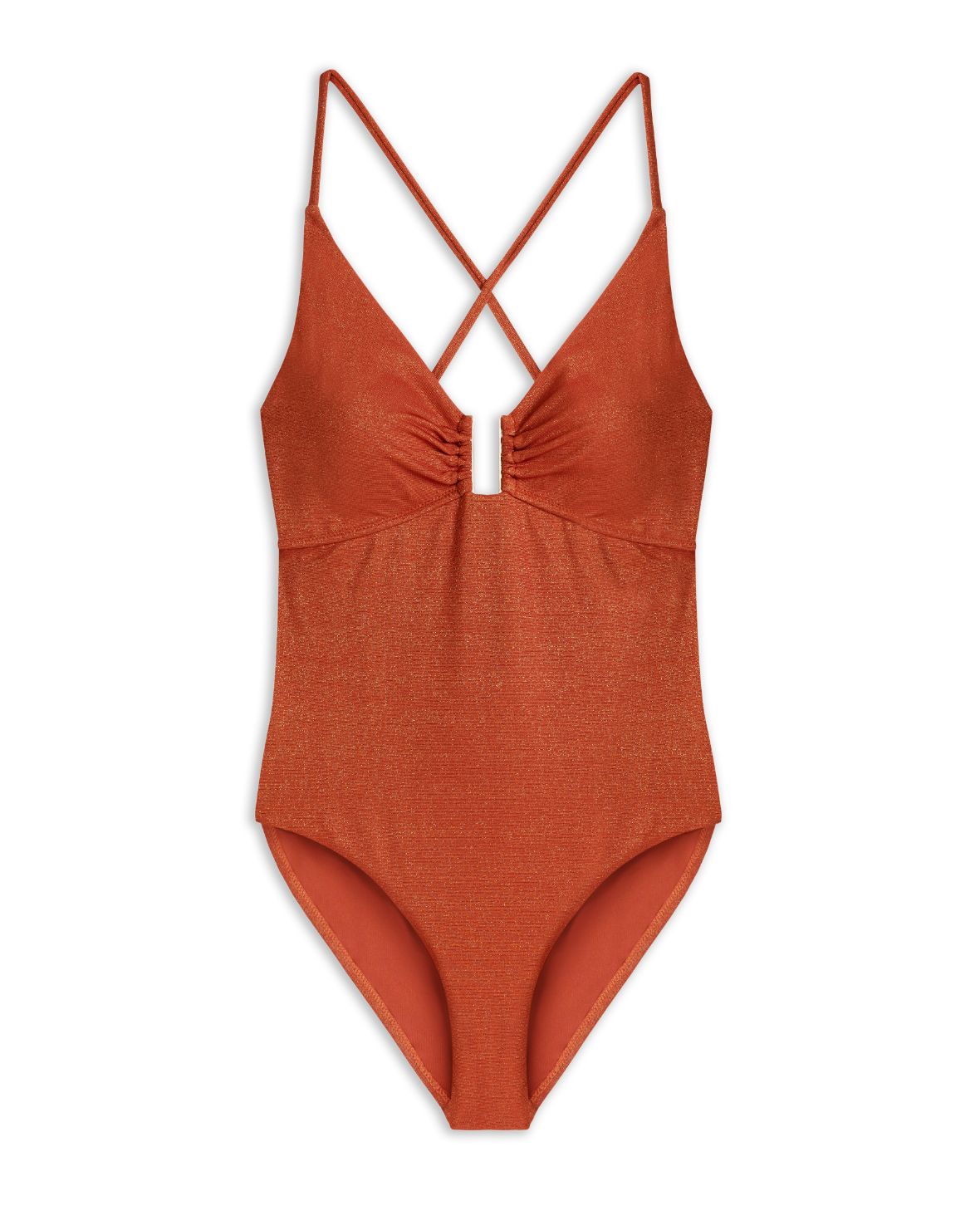 Sexy Metallic Lace Up Back One Piece Swimsuit - High Waisted Tummy Control Bathing Suit for Women, Perfect for Beach Vacation & Pool Party