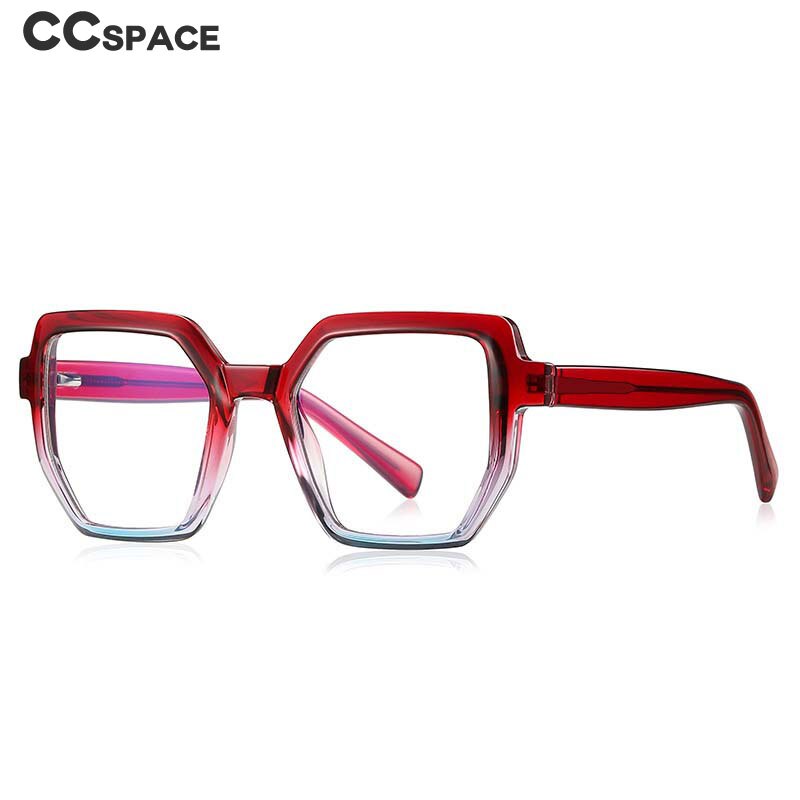CCspace Unisex Full Rim Irregular Square TR90 Titanium Eyeglasses 54714 - Lightweight Durable Glasses for Work, Reading & Fashion