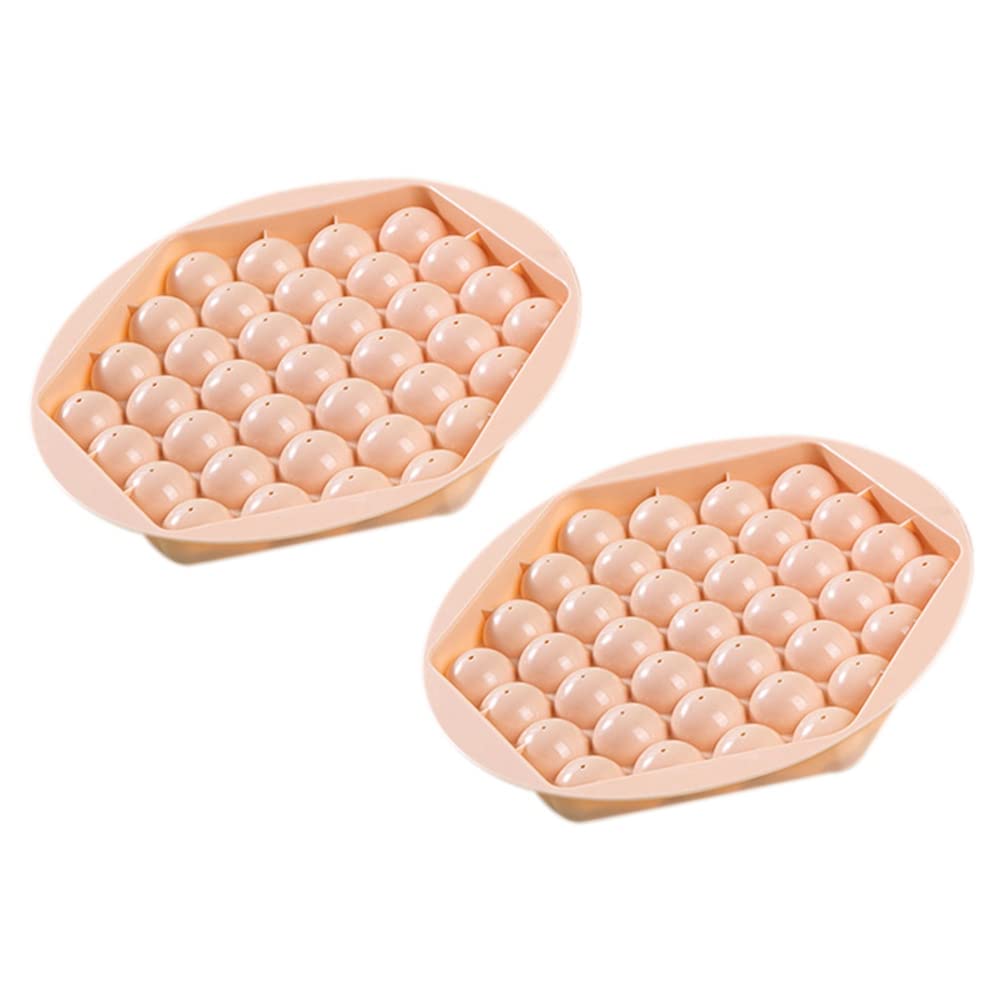 Yepar 2-Pack Round Ice Cube Trays with Lids - 37 Grid Sphere Ice Molds for Freezer, Perfect for Cocktails, Whiskey, and Cold Drinks at Home Bars or Parties