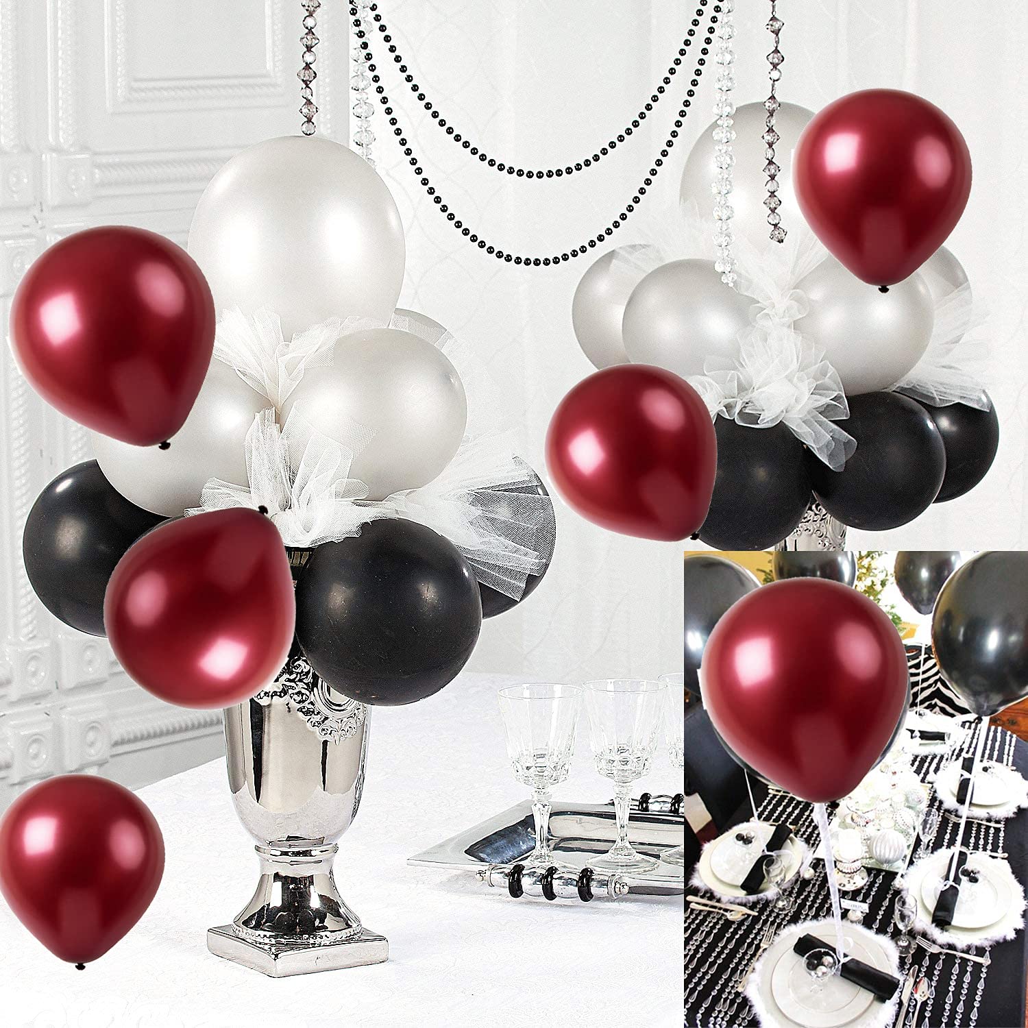 2025 Graduation Party Decorations - Maroon, Black, Burgundy & Silver Balloons (30Pcs) for Graduation, Birthday & Wedding Celebrations - Perfect for Graduation Ceremonies, Party Backdrops and Photo Booths