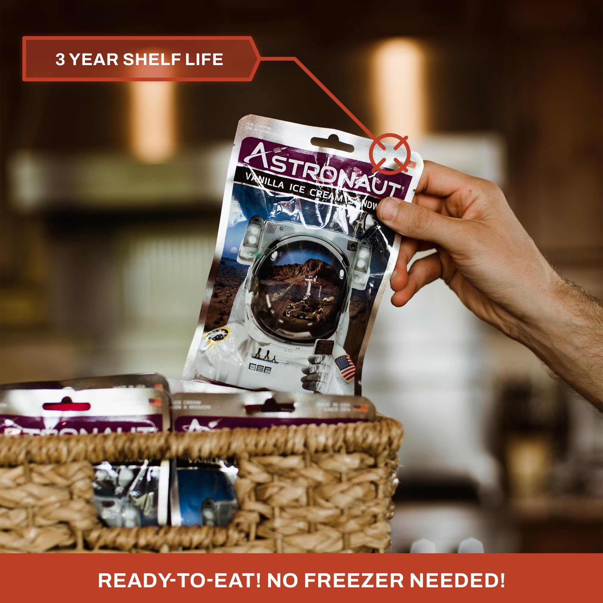NASA Astronaut Freeze-Dried Ice Cream Sandwich - Vanilla Flavor Space Dessert (12 Count) | Perfect for Camping, Hiking & Space-Themed Parties