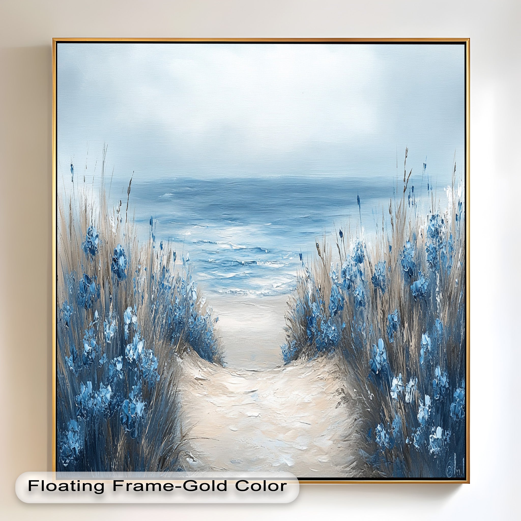 Coastal Beach Path Wall Art - Handmade Landscape Oil Painting for Living Room, Bedroom & Office Decor | Scenic Shoreline Canvas Print