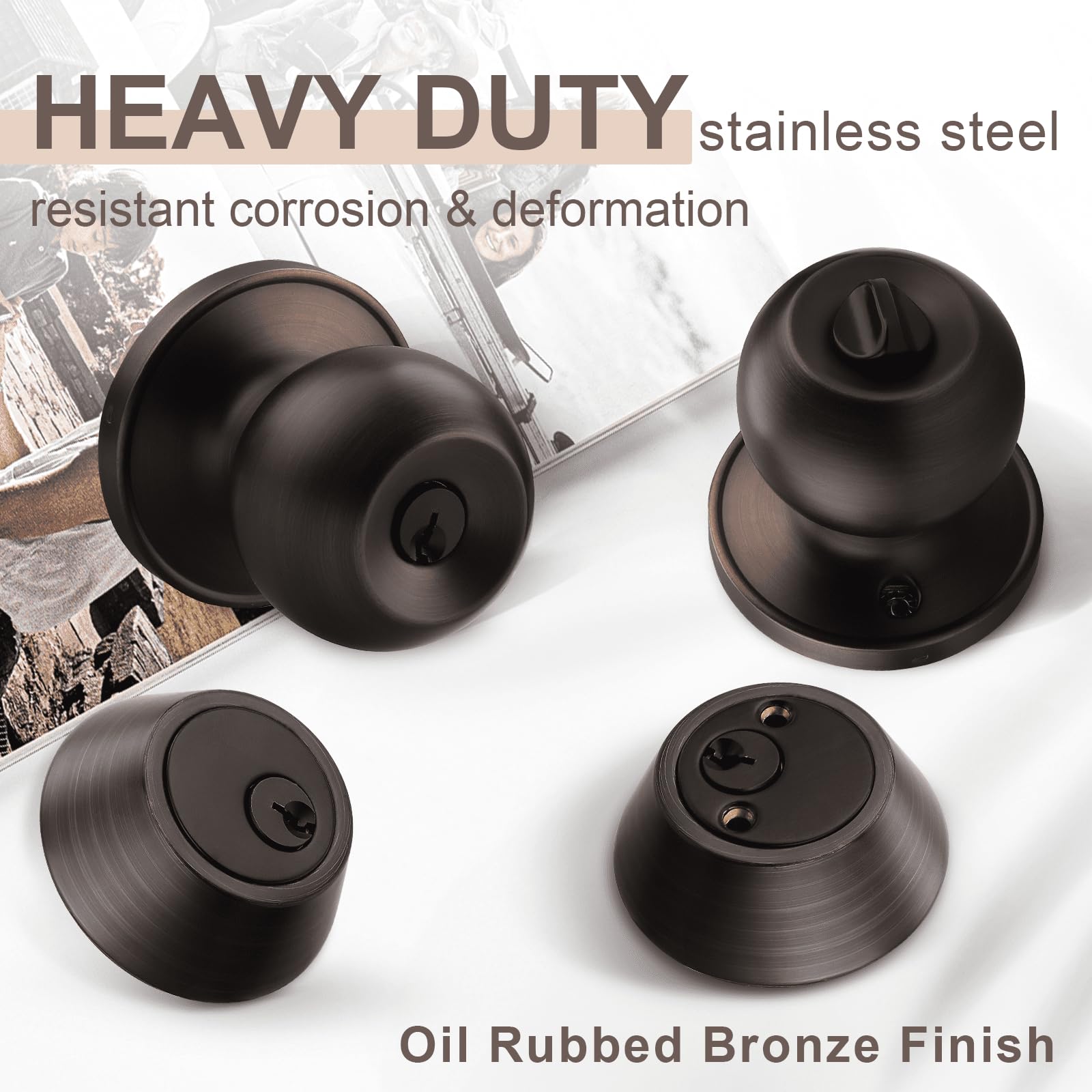 5-Pack Oil Rubbed Bronze Door Locksets - Keyed Alike Deadbolt & Knob Set for Secure Home Entry