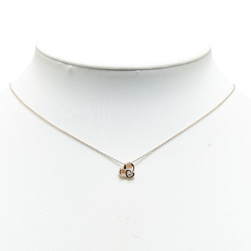 4℃ K10PG Heart Motif Diamond Necklace - 14K Rose Gold Pendant for Women, Valentine's Gift, Anniversary Jewelry - Perfect for Romantic Dates, Weddings & Special Occasions