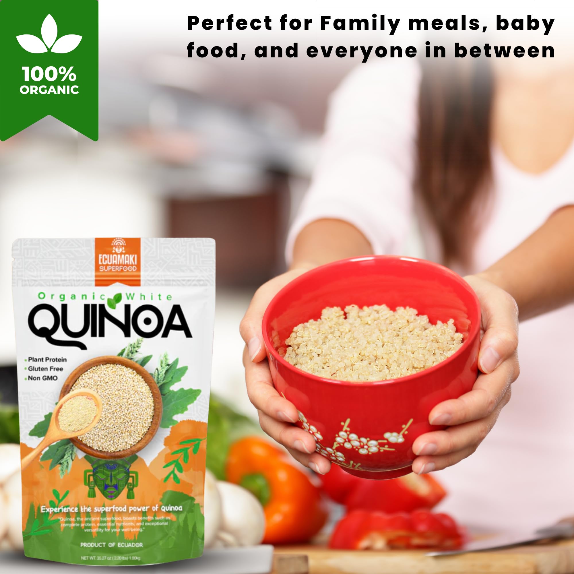 Organic White Quinoa - 1.1 Lbs (500g) | Gluten-Free, Non-GMO, Vegan Superfood | High Protein Whole Grain for Salads, Bowls & Healthy Meals | Perfect for Keto, Paleo & Plant-Based Diets