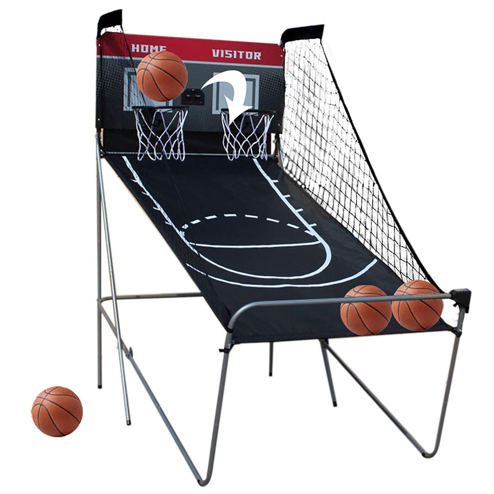 TFCFL Adjustable Height Basketball Hoop & Stand with Score Counter - Foldable Basketball Goal System Includes 4 Balls & Air Pump - Perfect for Indoor/Outdoor Driveway, Backyard, and Gym Training