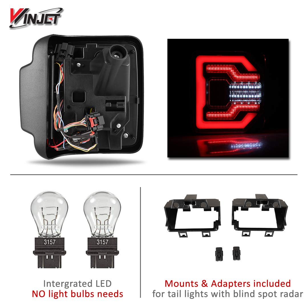 Winjet LED Sequential Tail Lights - Red - Compatible with 2018-2025 Jeep Wrangler JL & 2021-2025 Jeep Wrangler 4XE Plug-in - Durable Waterproof Replacement Lights for Off-Road Adventures & Night Driving