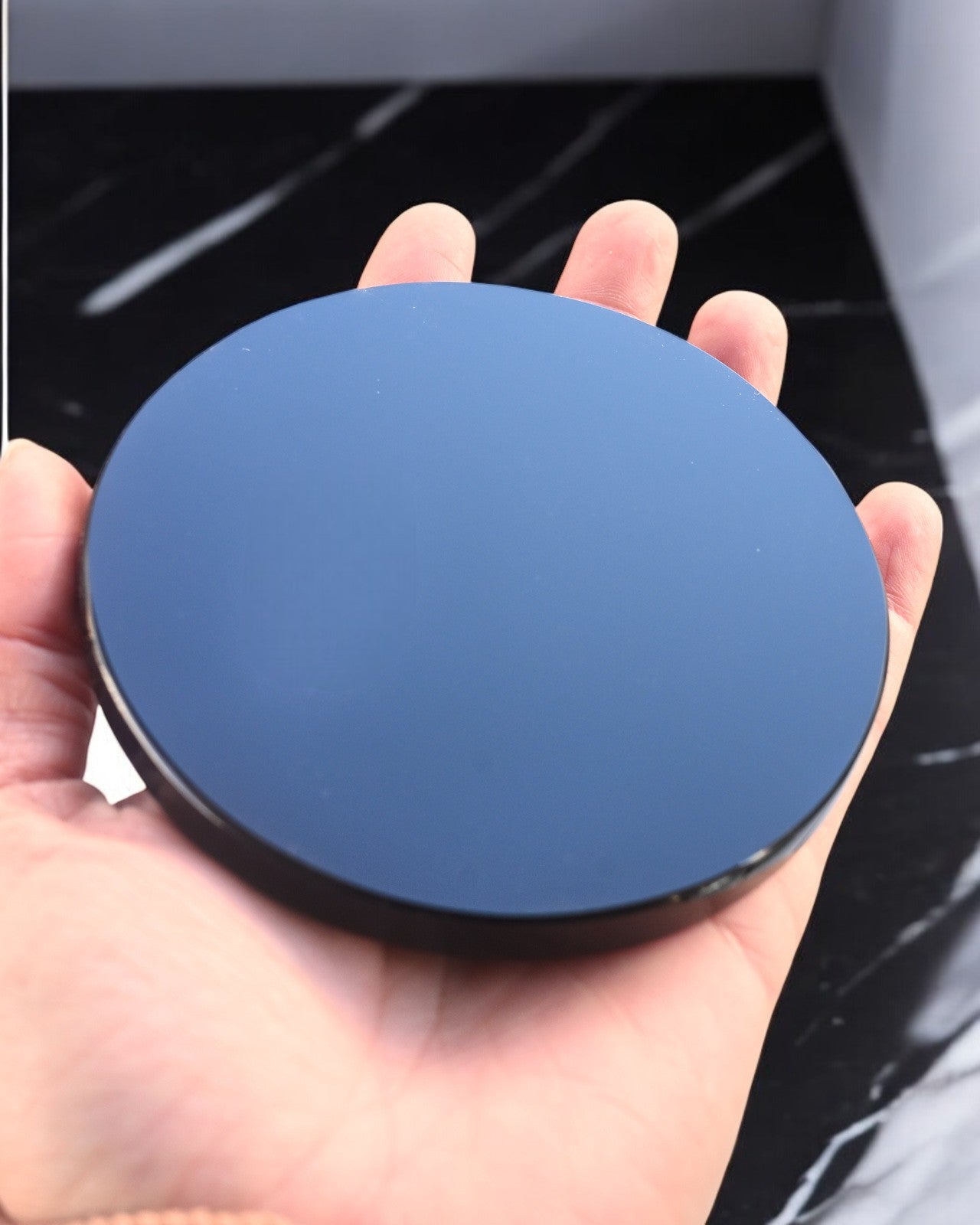 Black Obsidian Round Coaster Set of 2 - Natural Stone Drink Coasters for Home Decor, Coffee Table Protection & Spiritual Healing
